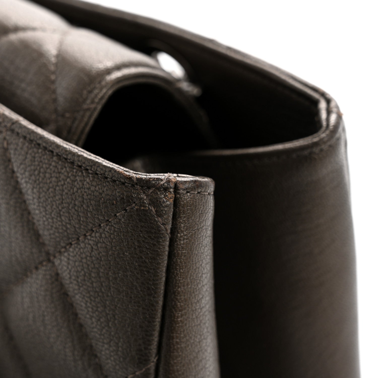 Metallic Goatskin Quilted Large City Rock Shopping Bag Silver