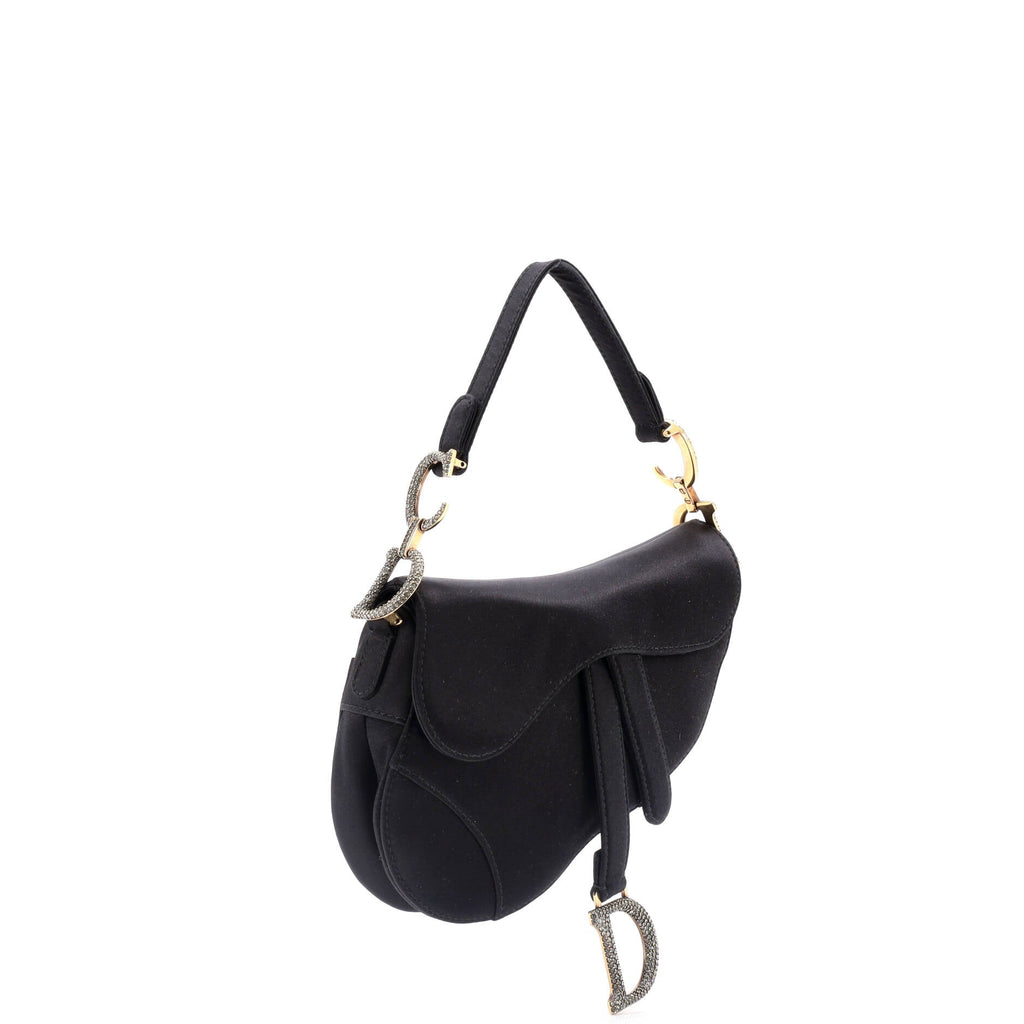 Saddle Handbag Satin with Crystals Mini