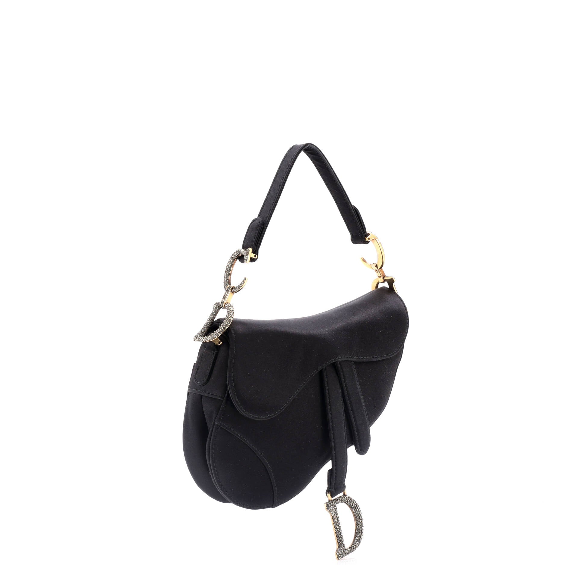 Saddle Handbag Satin with Crystals Mini