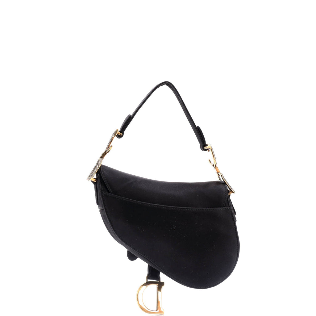 Saddle Handbag Satin with Crystals Mini