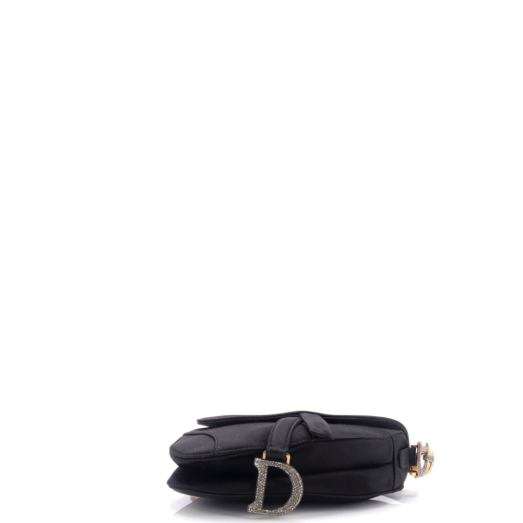 Saddle Handbag Satin with Crystals Mini