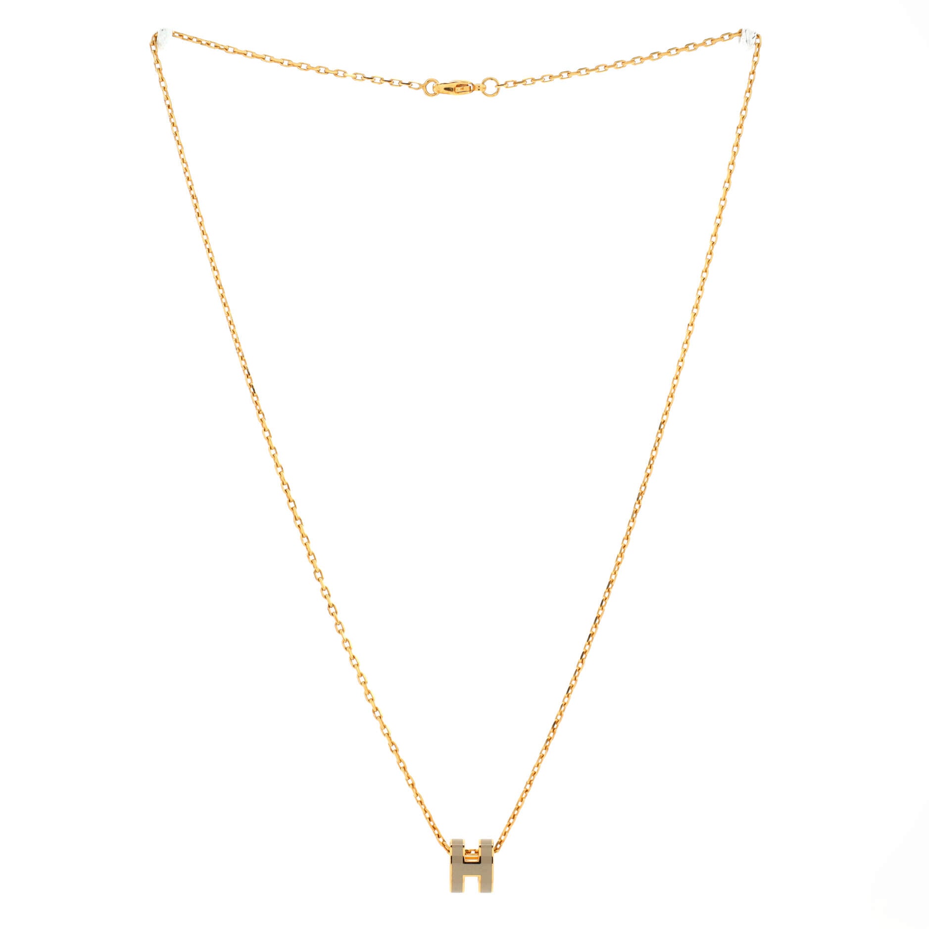 Pop H Pendant Chain Necklace Metal and Enamel Mini