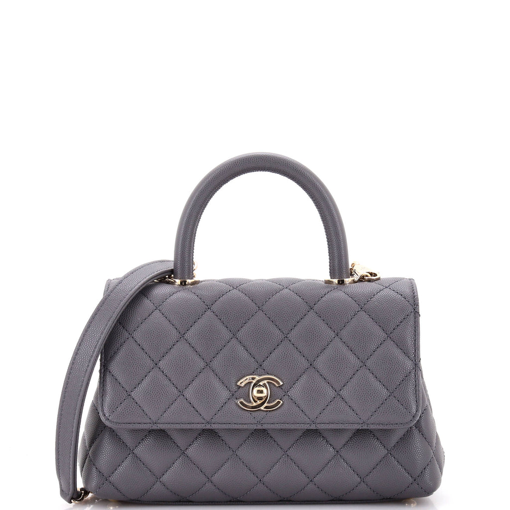 Coco Top Handle Bag Quilted Caviar Mini