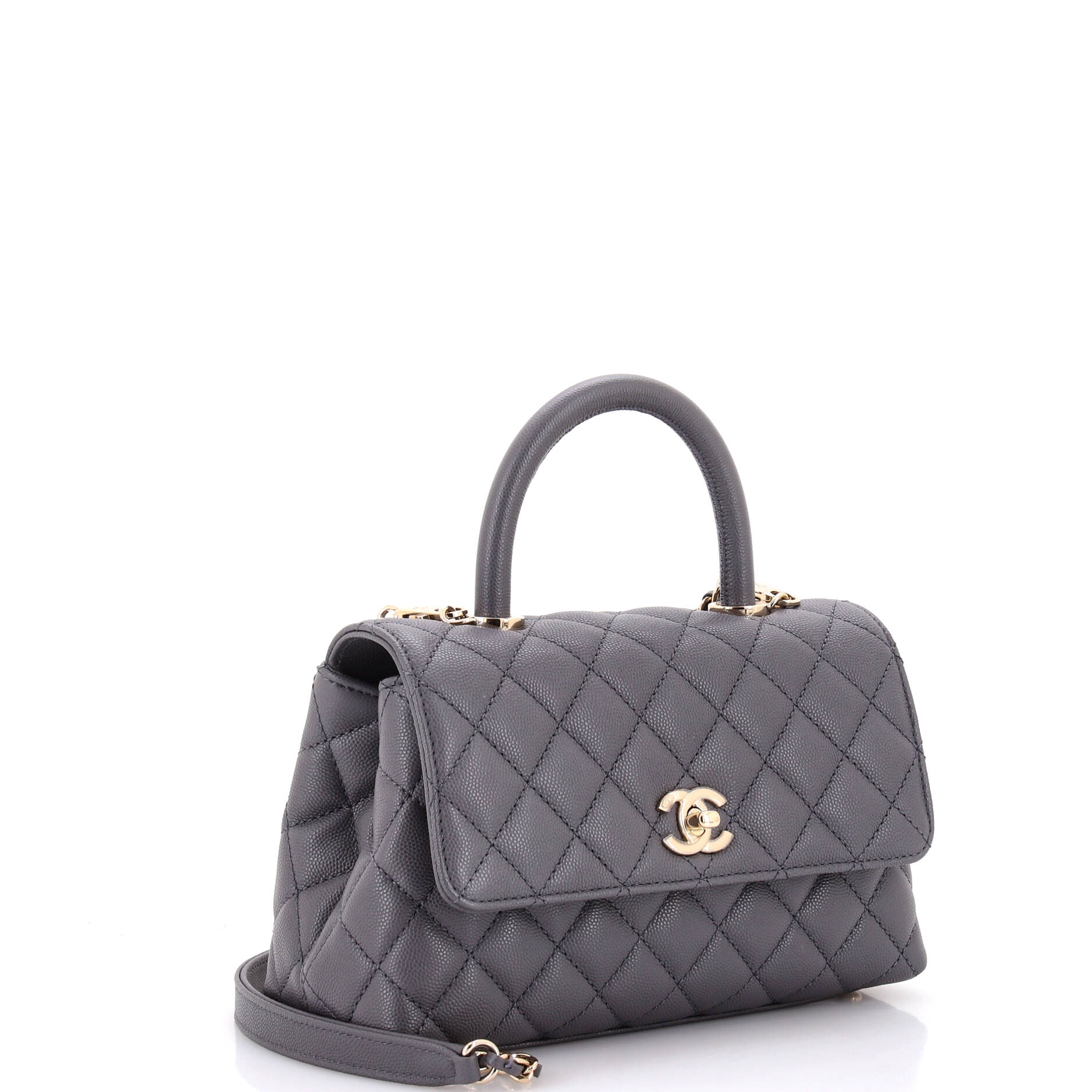 Coco Top Handle Bag Quilted Caviar Mini