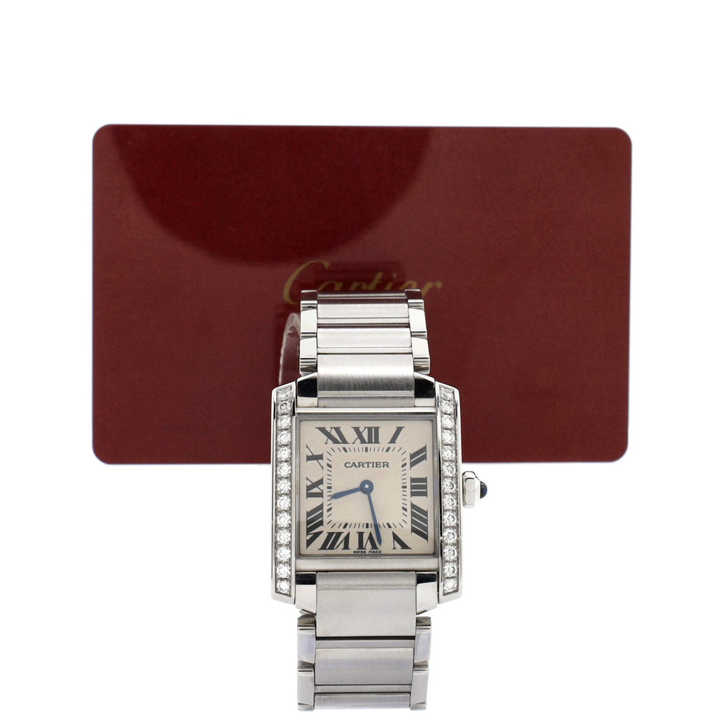 Tank Francaise Quartz Watch Stainless Steel with Diamond Bezel 25