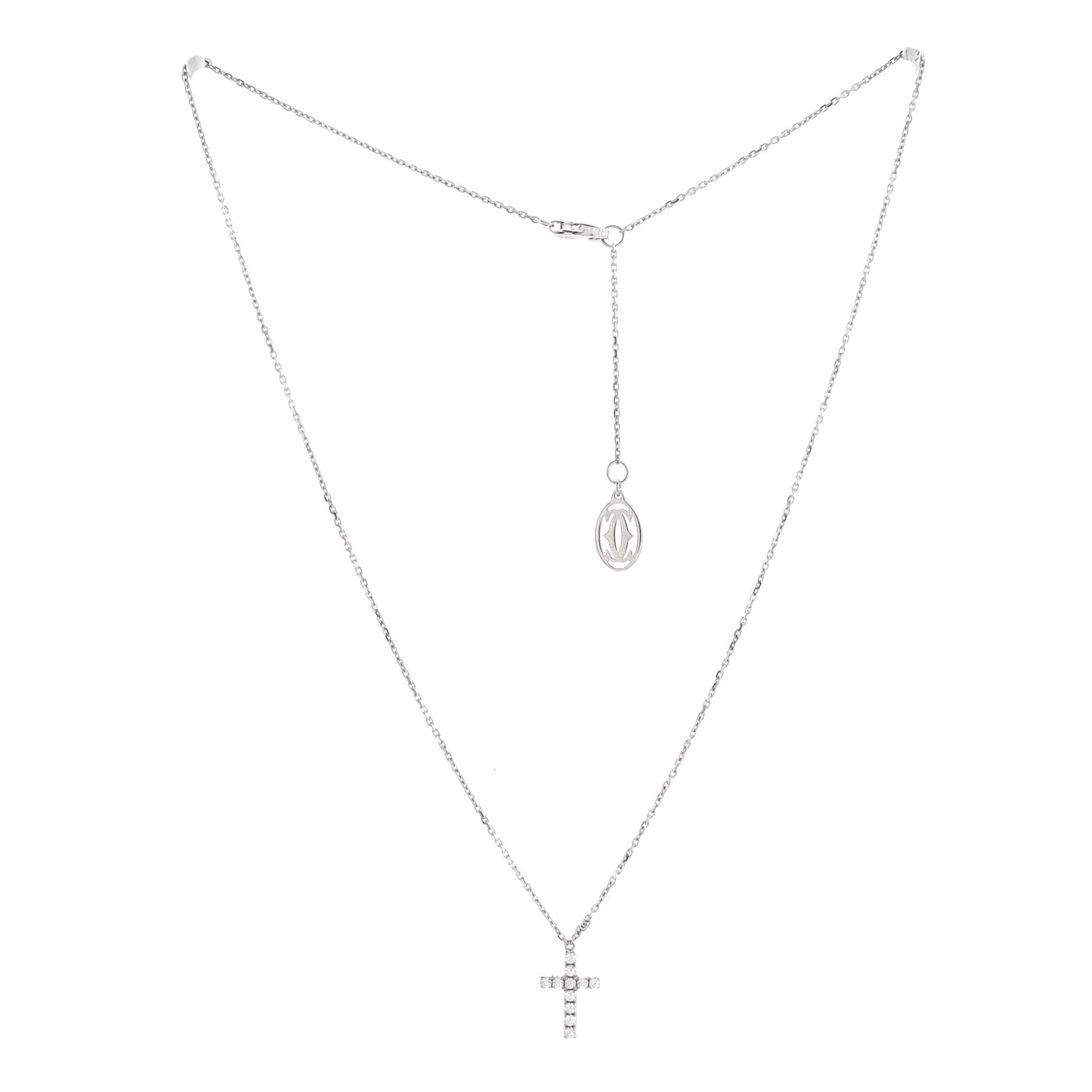 Cross Pendant Necklace 18K White Gold with Diamonds