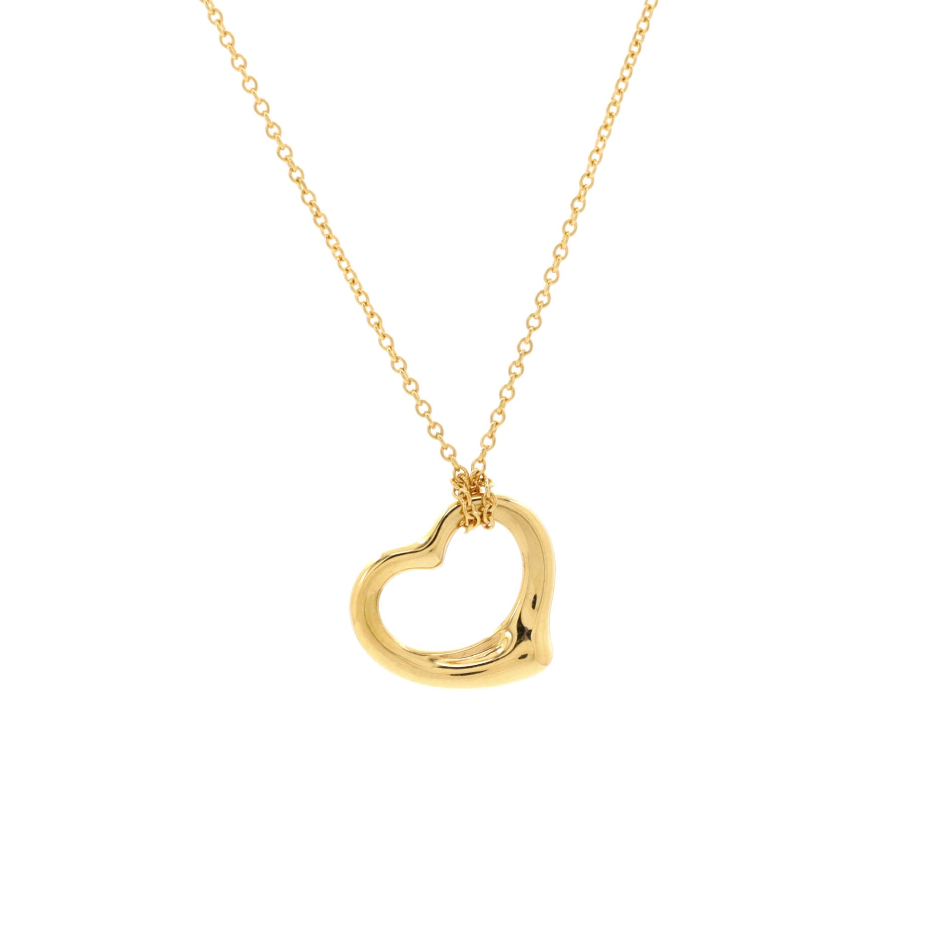 Elsa Peretti Open Heart Pendant Necklace 18K Yellow Gold 16mm