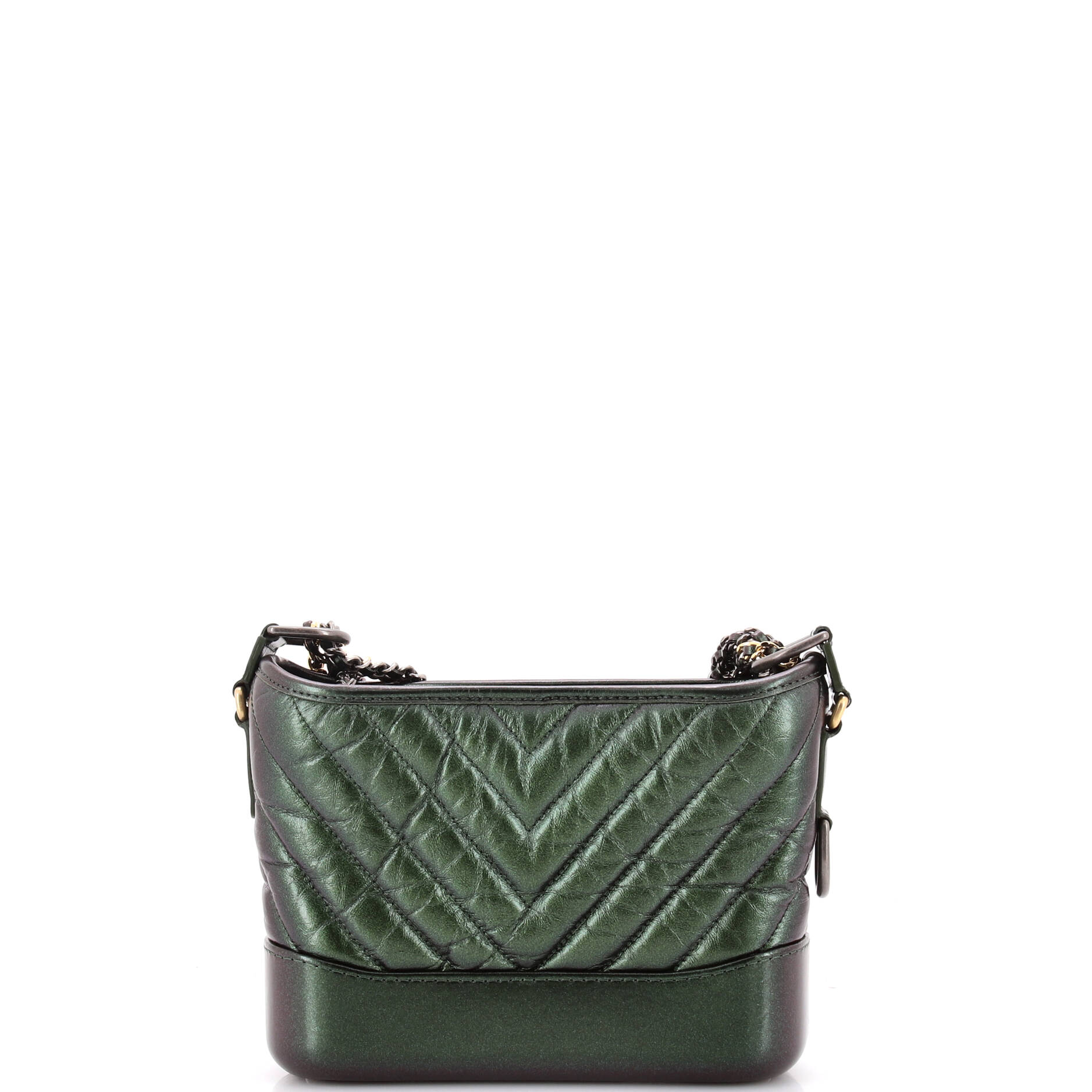 Gabrielle Hobo Chevron Metallic Aged Calfskin Small