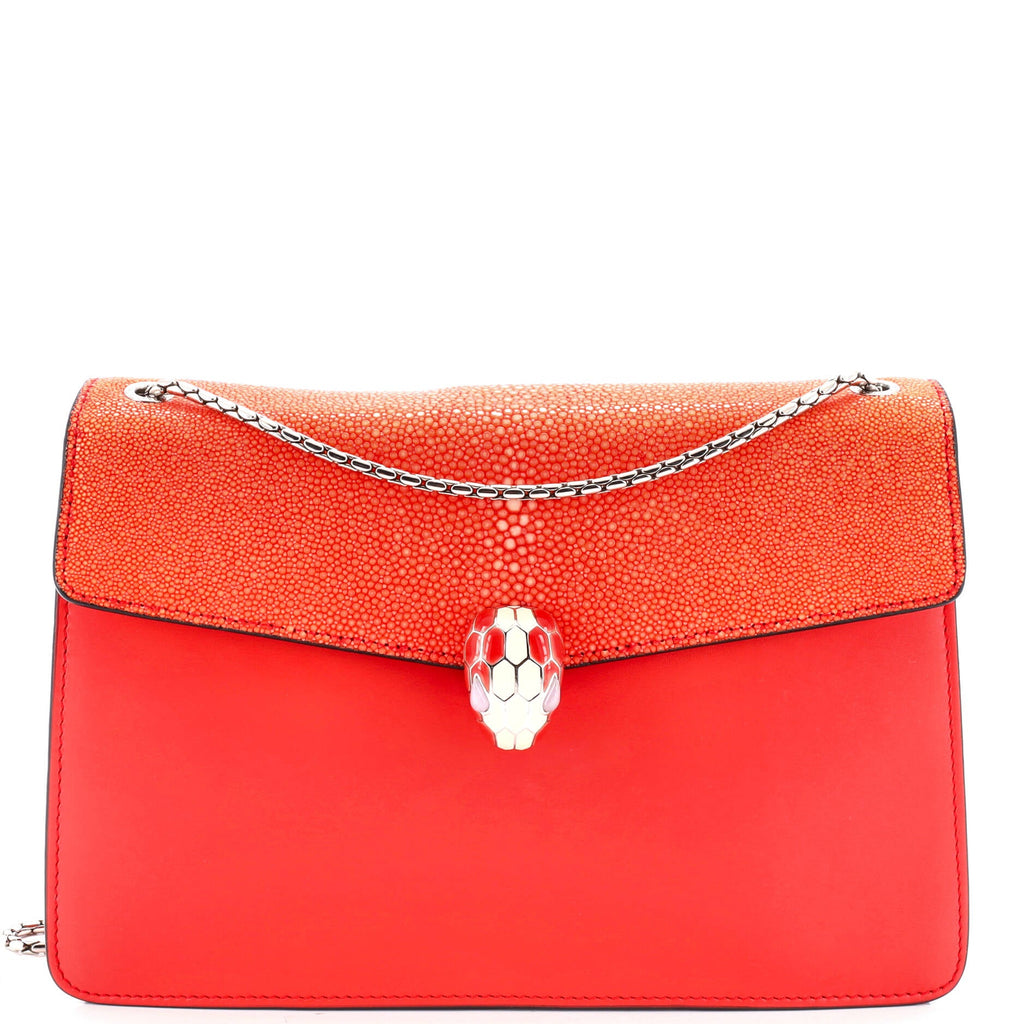 Serpenti Forever Shoulder Bag Leather and Stingray Medium