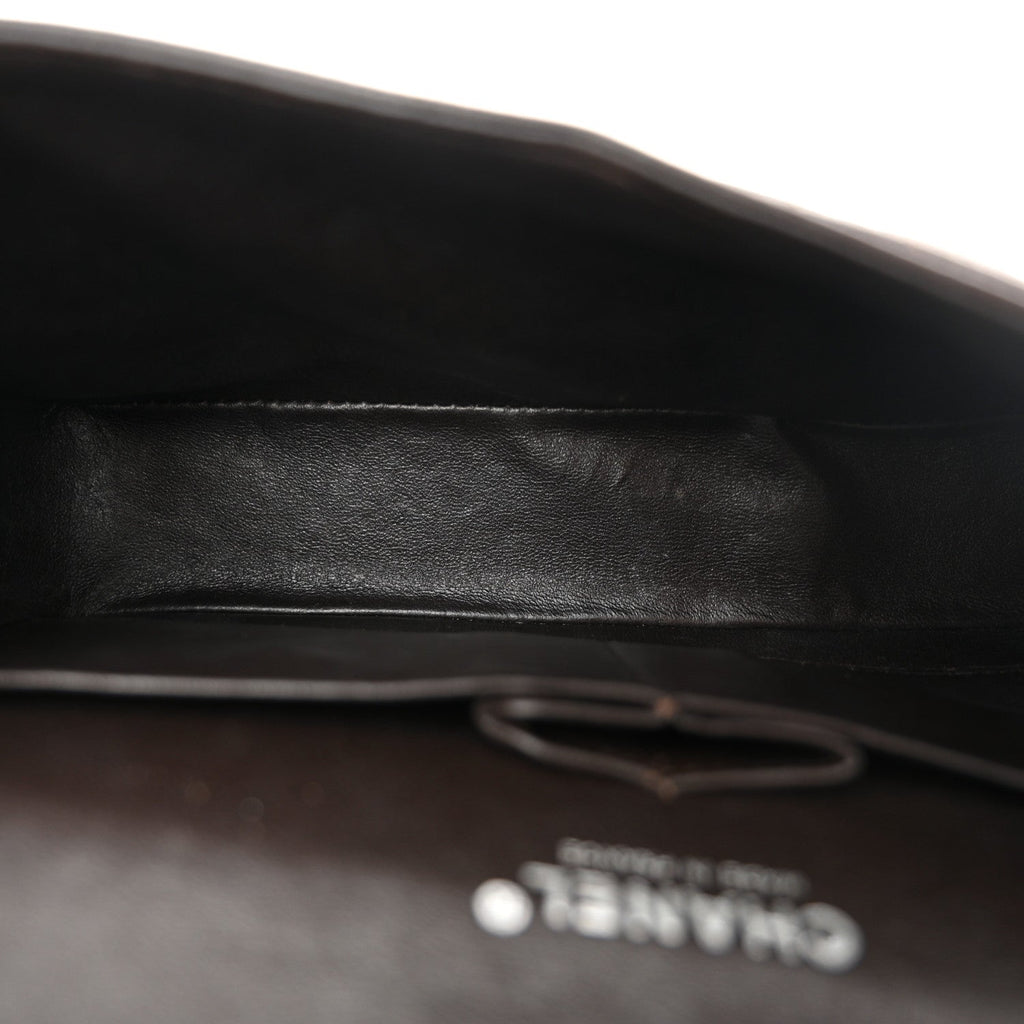 Caviar Quilted Medium Double Flap Brown