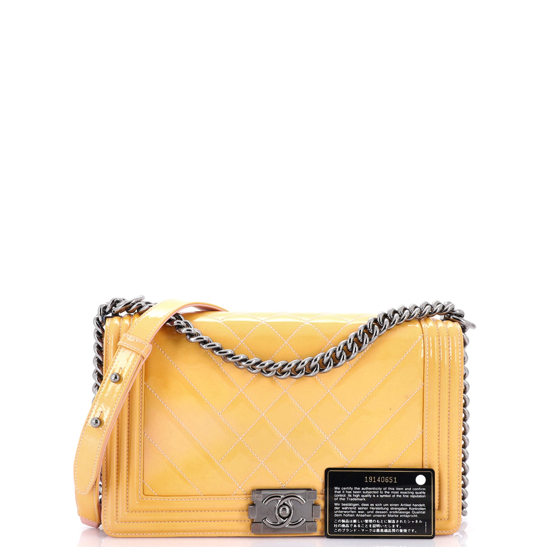 Boy Flap Bag Chevron Patent Old Medium