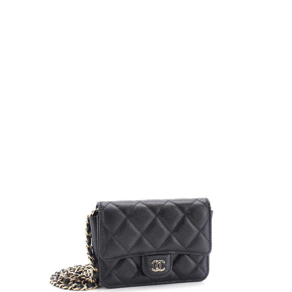 Classic Flap Clutch with Chain Quilted Caviar Small