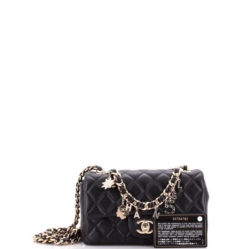 Coco Charms Classic Single Flap Bag Quilted Lambskin Mini