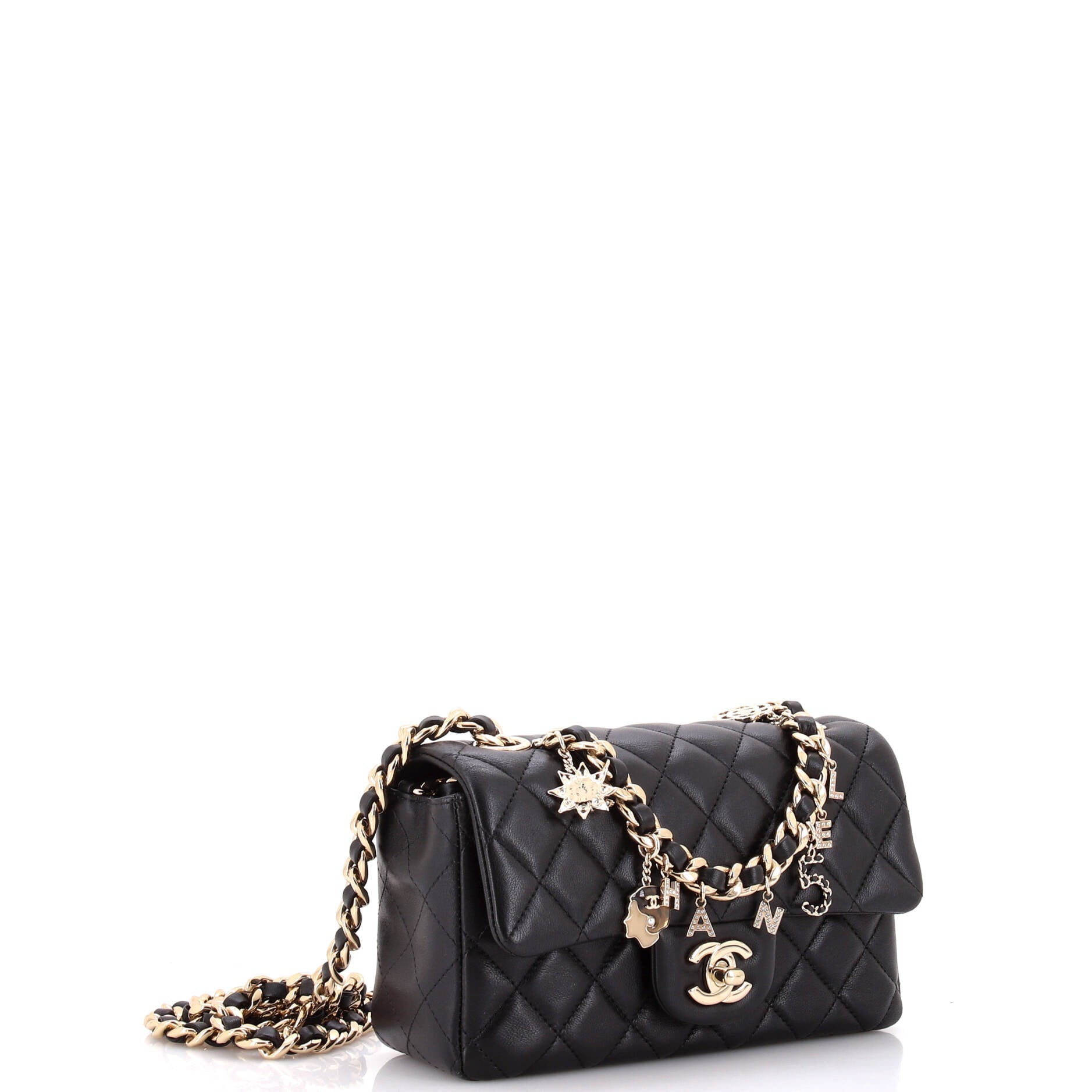 Coco Charms Classic Single Flap Bag Quilted Lambskin Mini