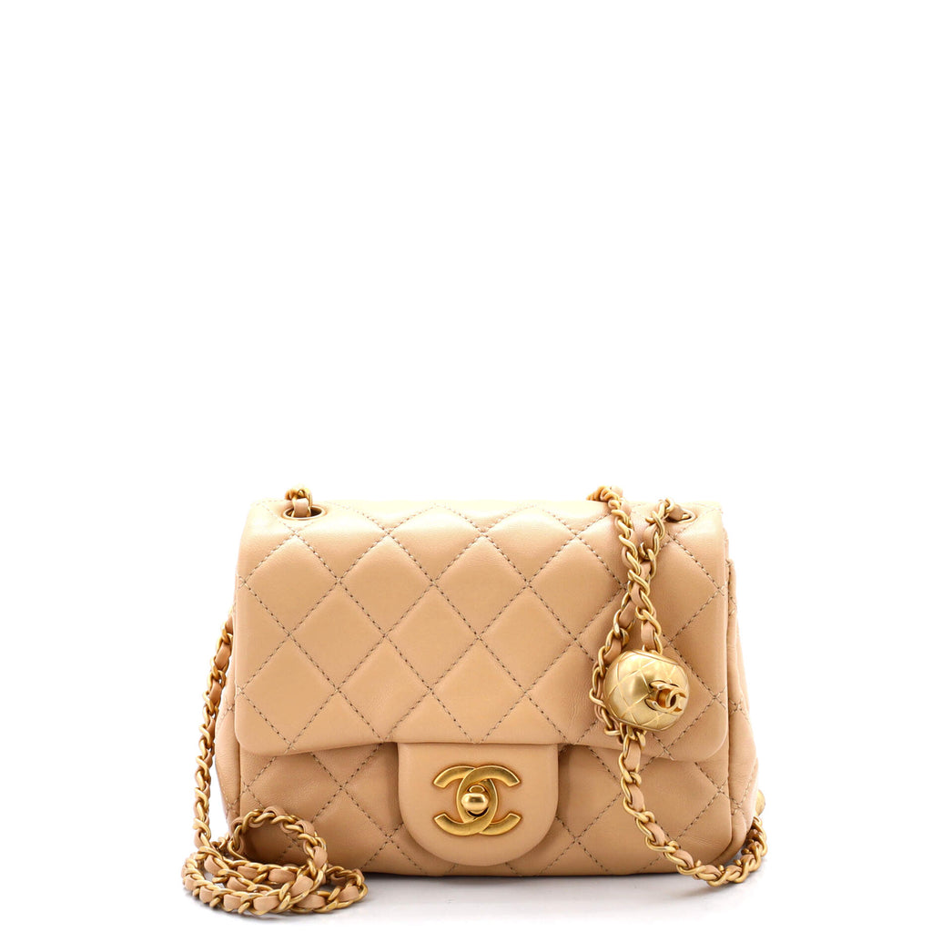 Pearl Crush Square Flap Bag Quilted Lambskin Mini