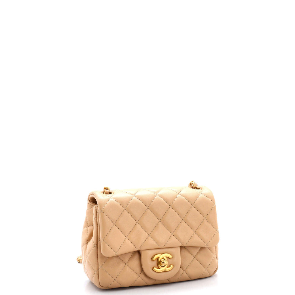 Pearl Crush Square Flap Bag Quilted Lambskin Mini