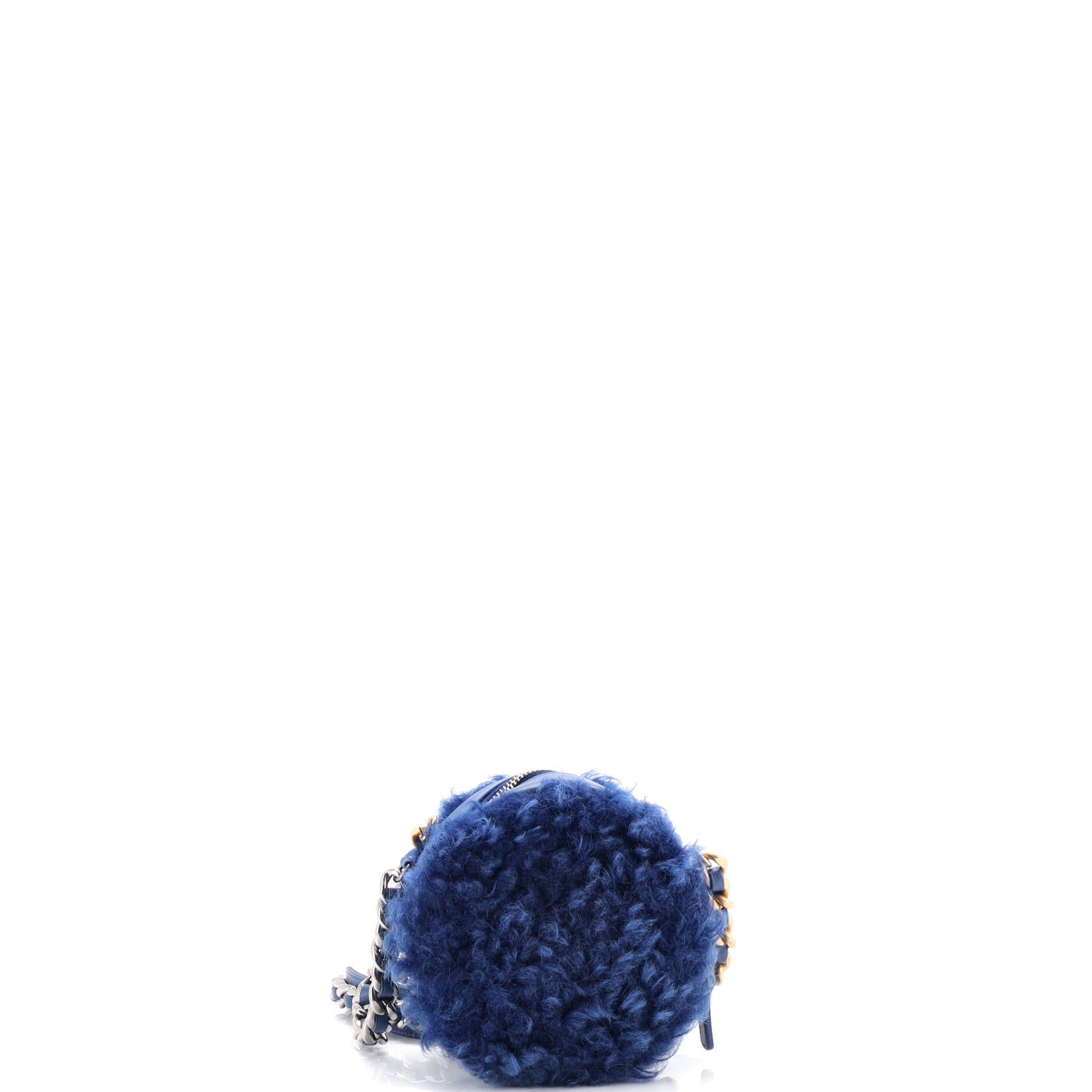 19 Round Clutch with Chain Quilted Shearling