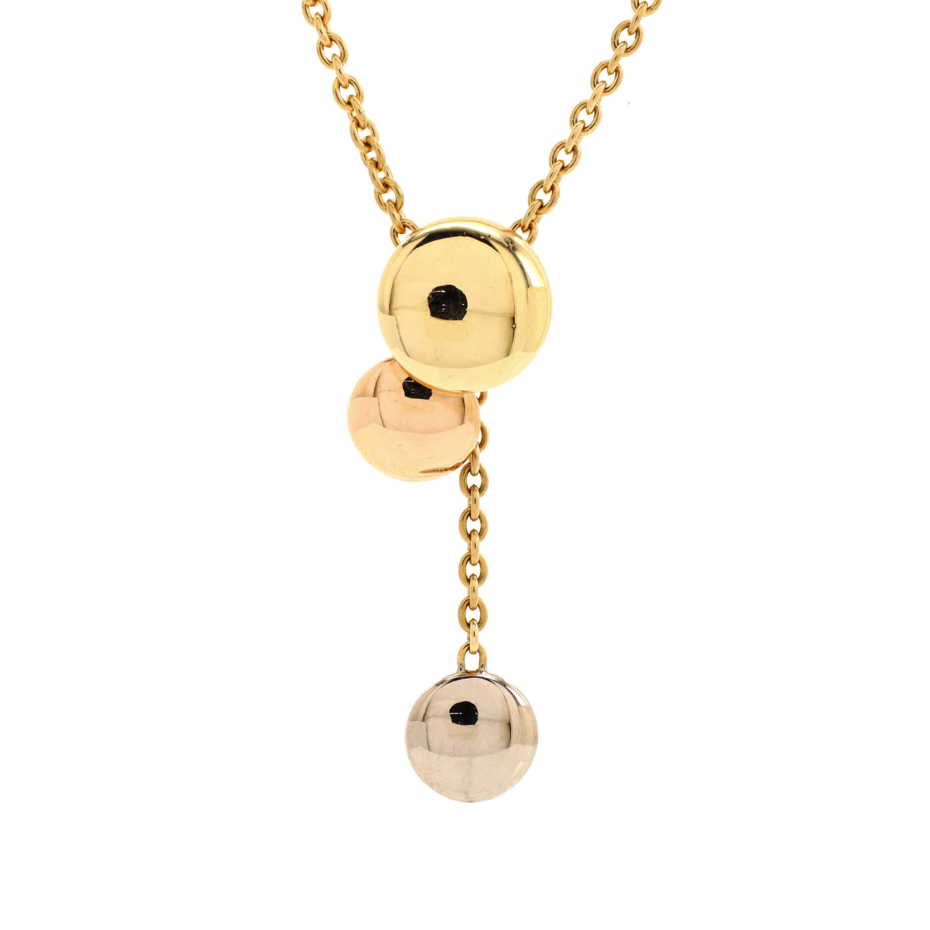 Sweet Trinity Drop Pendant Necklace 18K Tricolor Gold