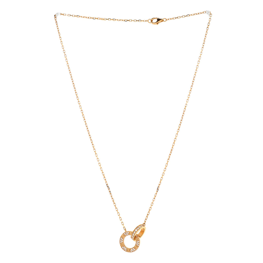 Love Interlocking Pave Necklace 18K Rose Gold and Diamonds