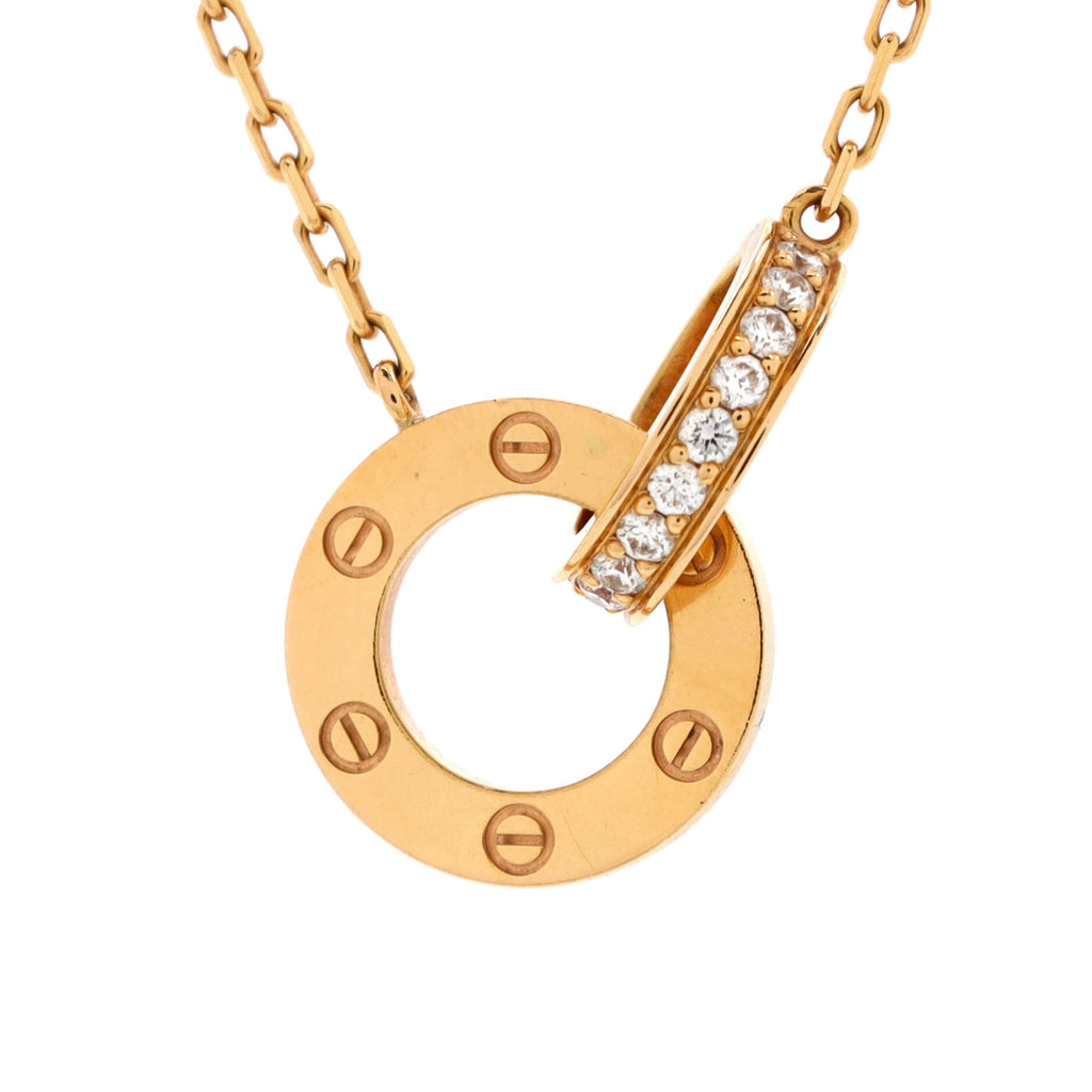 Love Interlocking Pave Necklace 18K Rose Gold and Diamonds