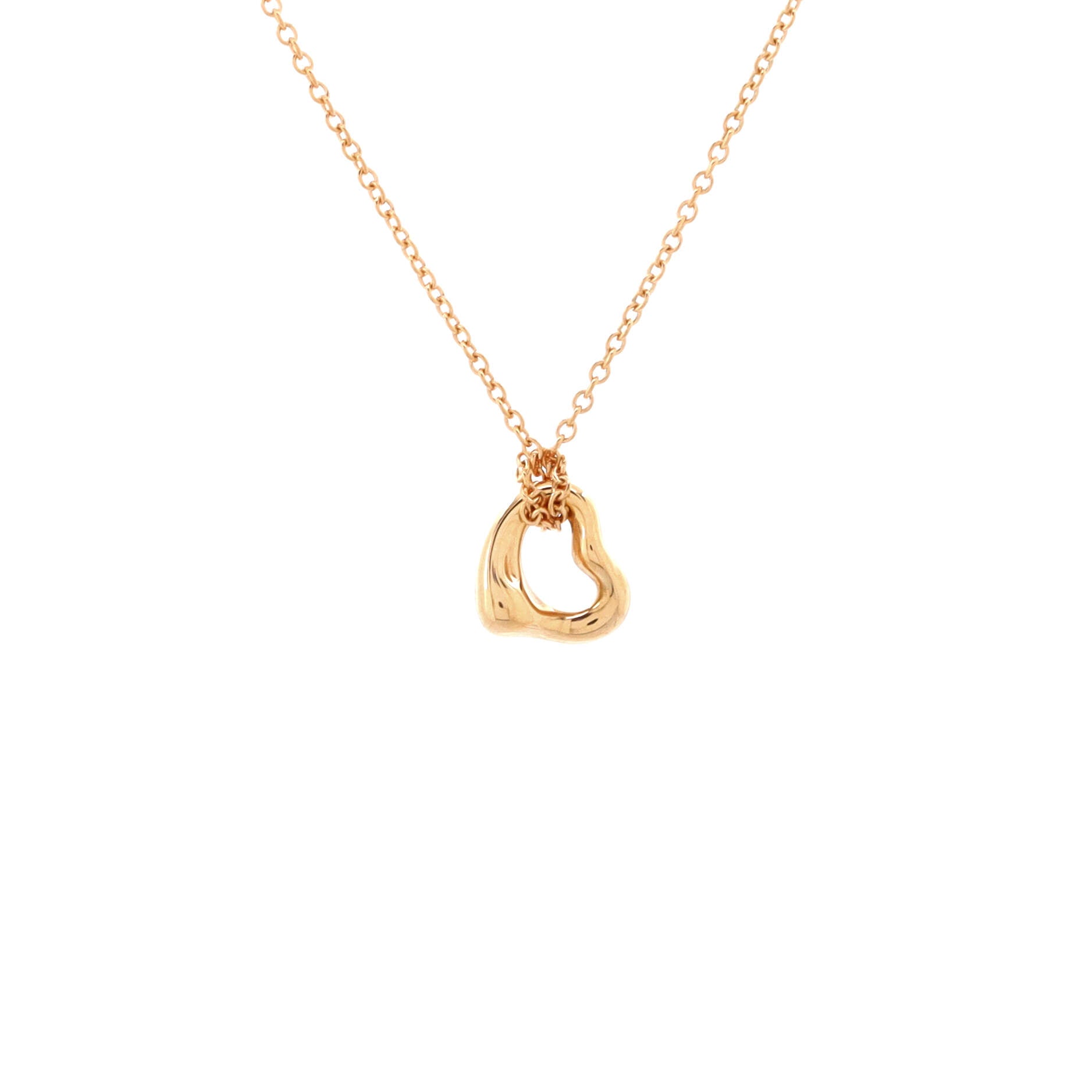 Elsa Peretti Open Heart Pendant Necklace 18K Rose Gold 7mm
