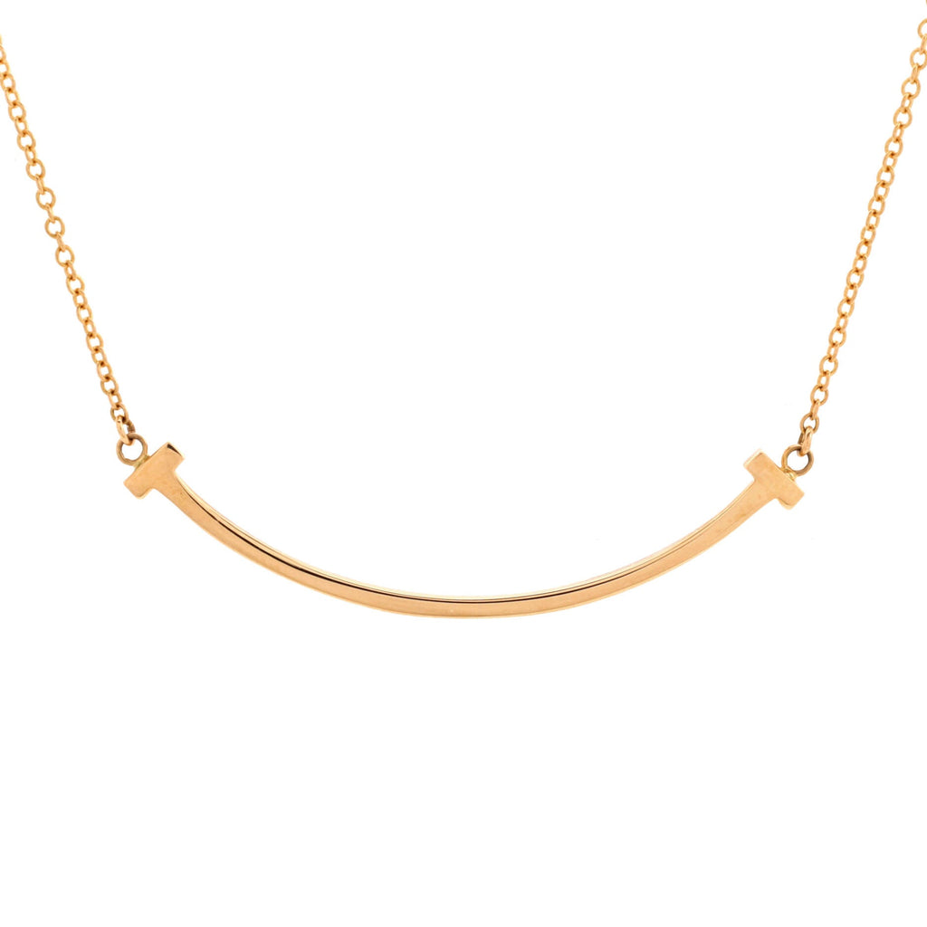 T Smile Pendant Necklace 18K Rose Gold Small