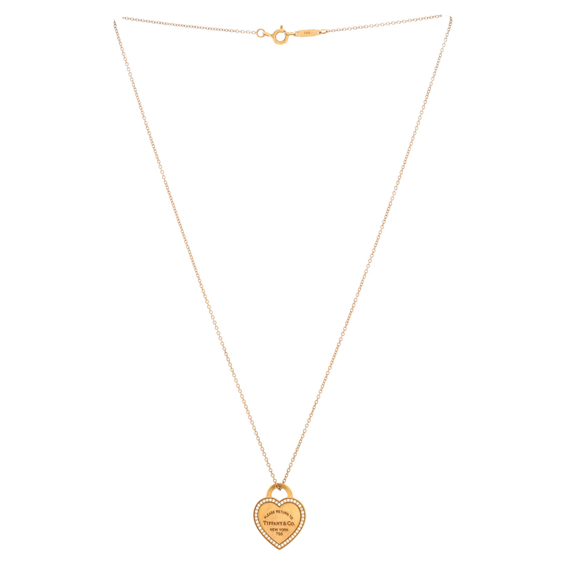 Return to Tiffany Heart Pendant Necklace 18K Rose Gold with Diamonds