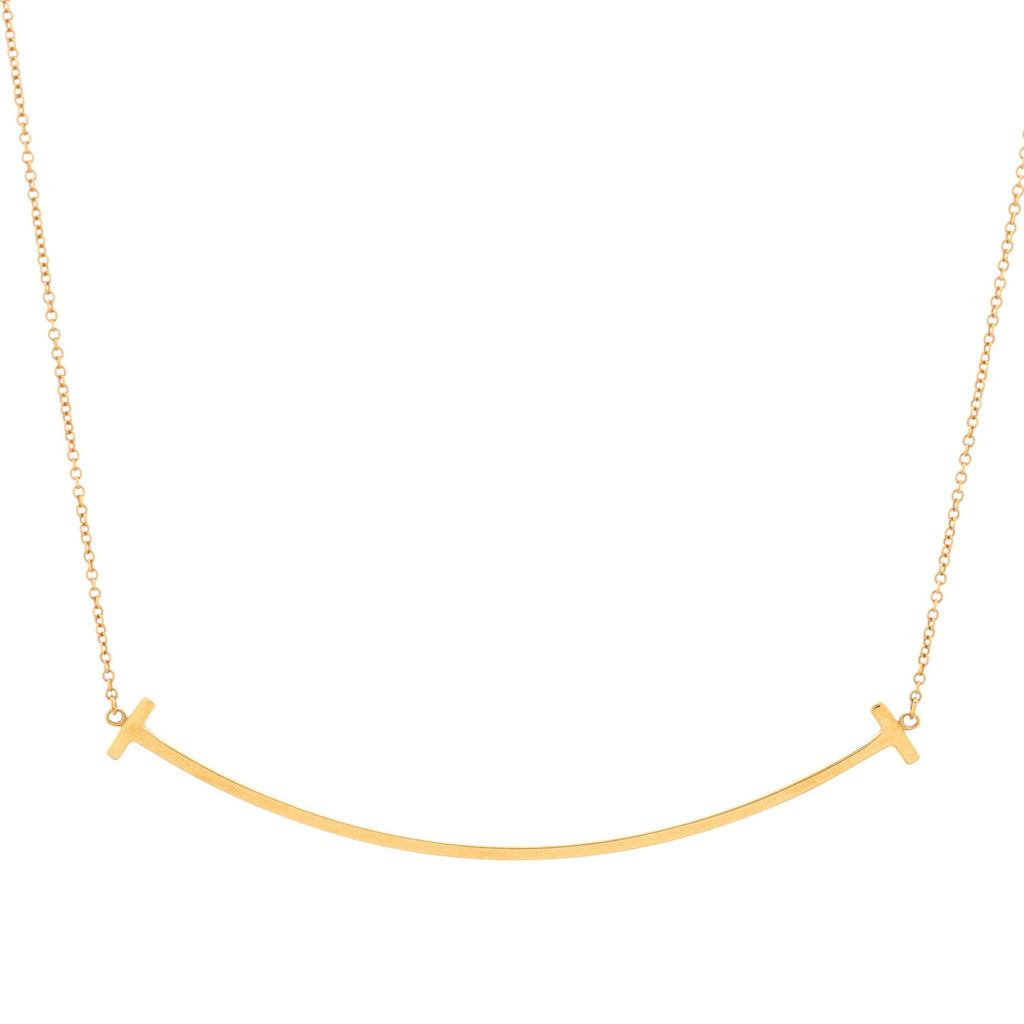 T Smile Pendant Necklace 18K Rose Gold Large
