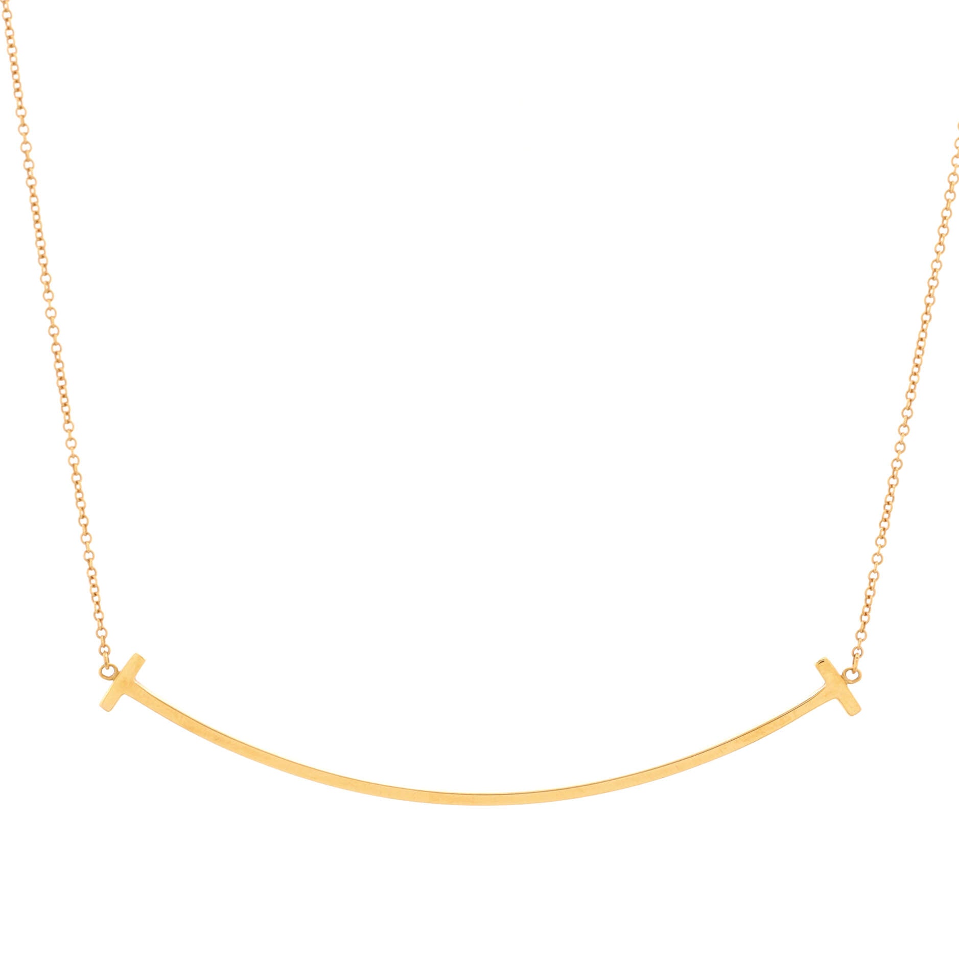 T Smile Pendant Necklace 18K Rose Gold Large