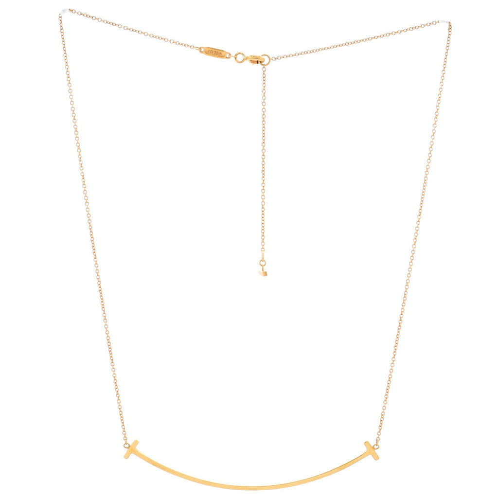 T Smile Pendant Necklace 18K Rose Gold Large