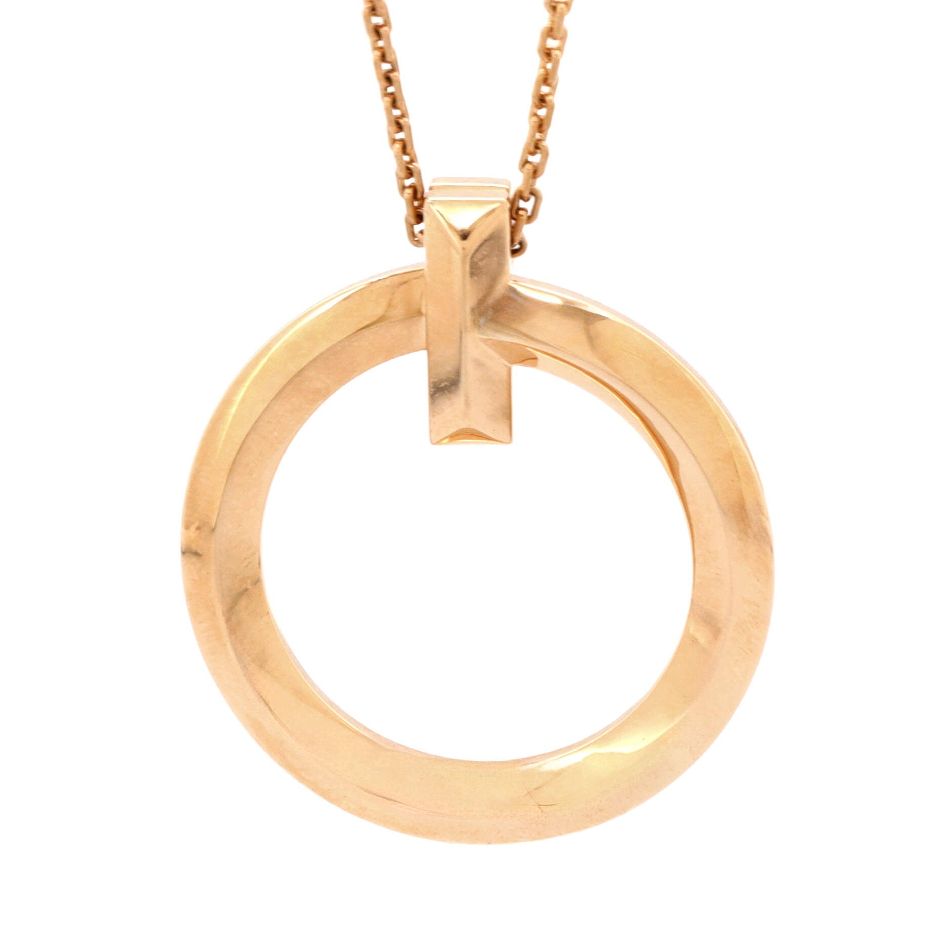 T1 Circle Pendant Necklace 18K Rose Gold Large