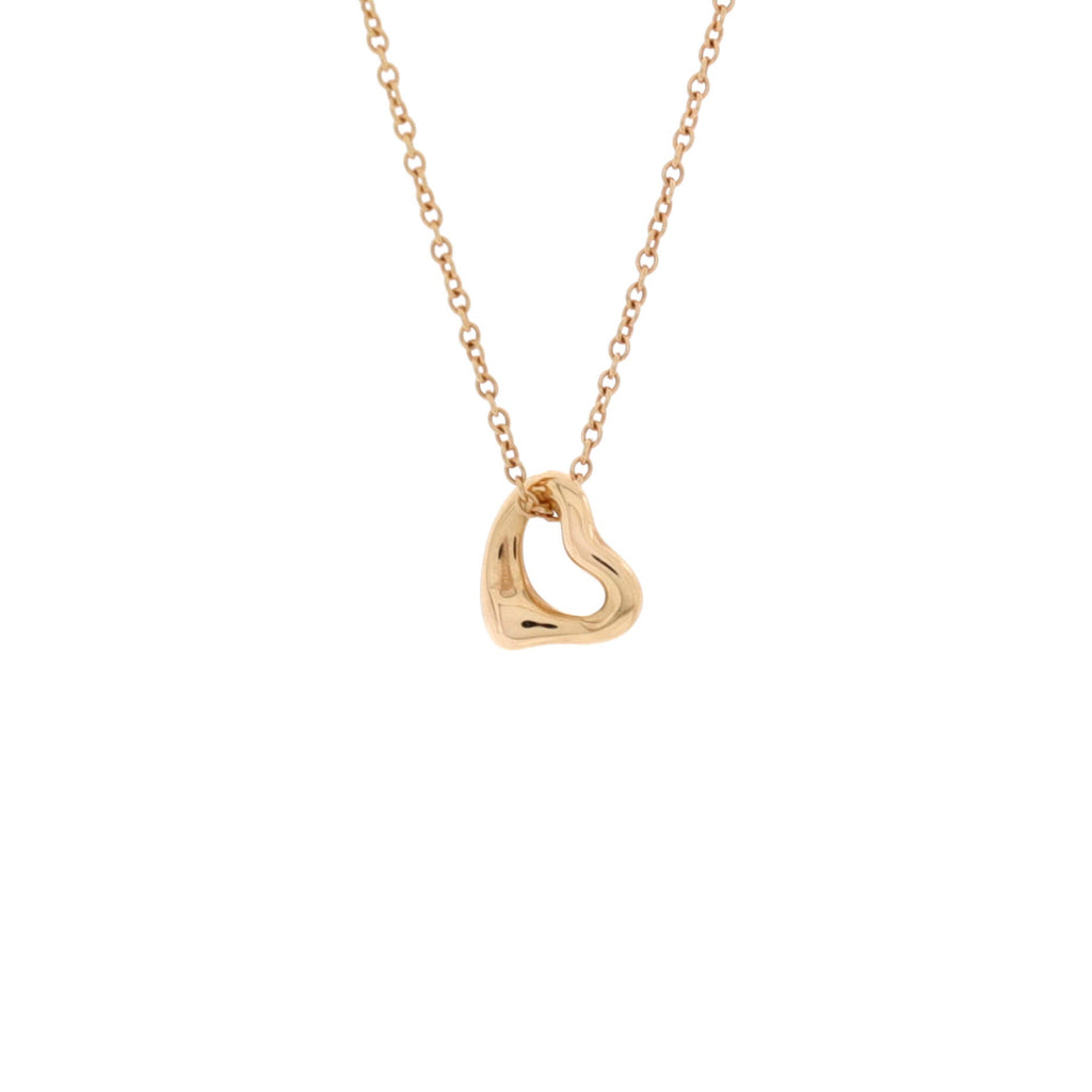 Elsa Peretti Open Heart Pendant Necklace 18K Rose Gold 7mm