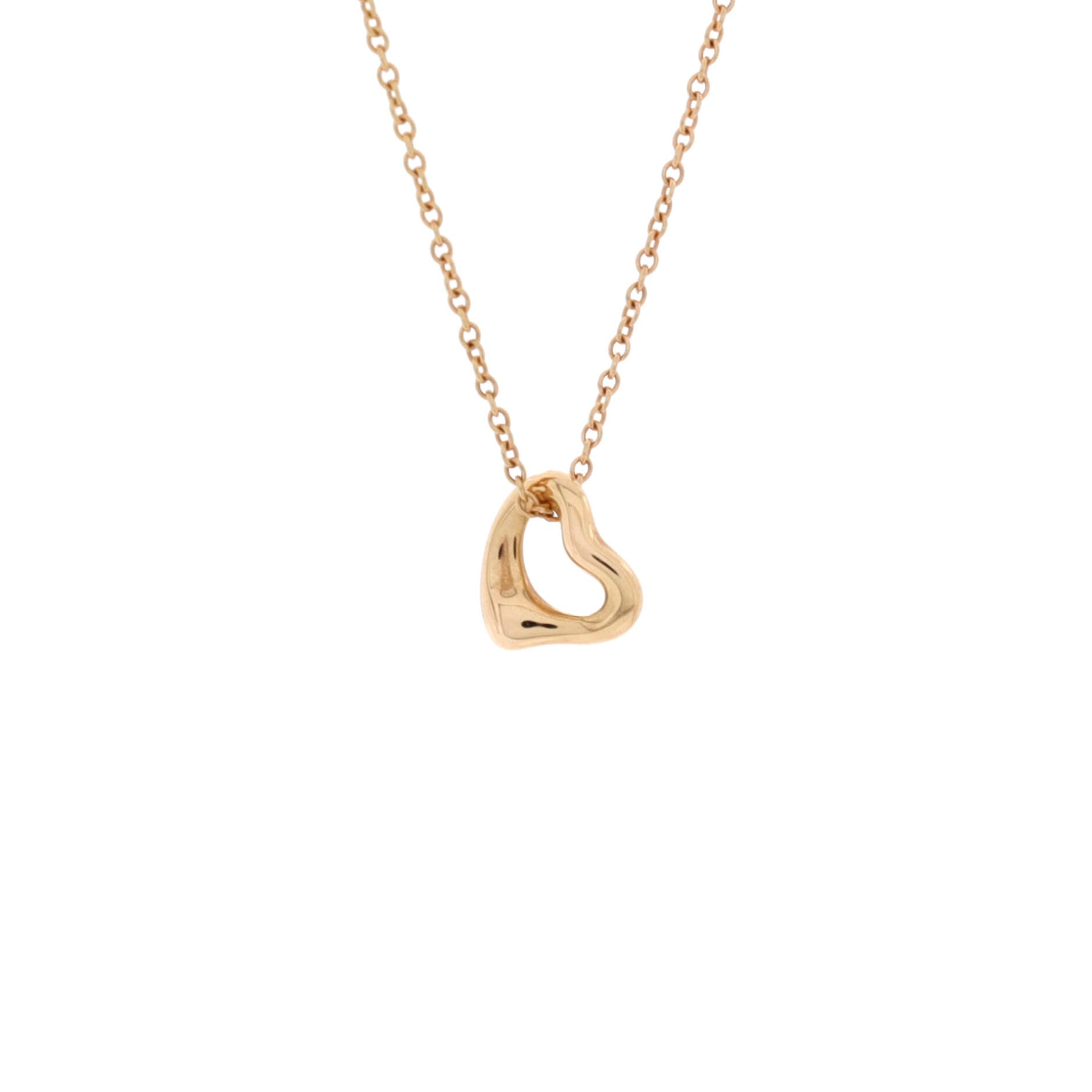 Elsa Peretti Open Heart Pendant Necklace 18K Rose Gold 7mm