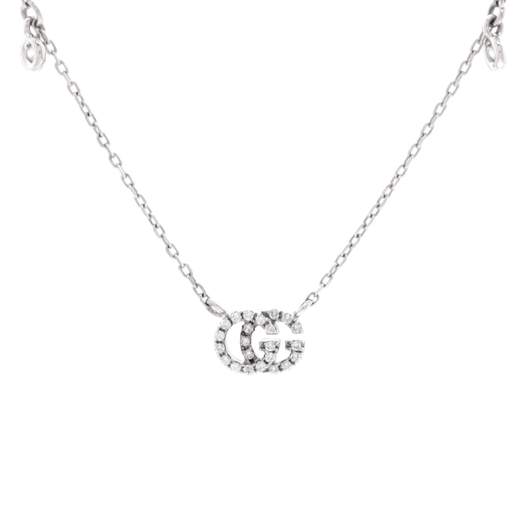 GG Running Pendant Necklace 18K White Gold with Diamonds