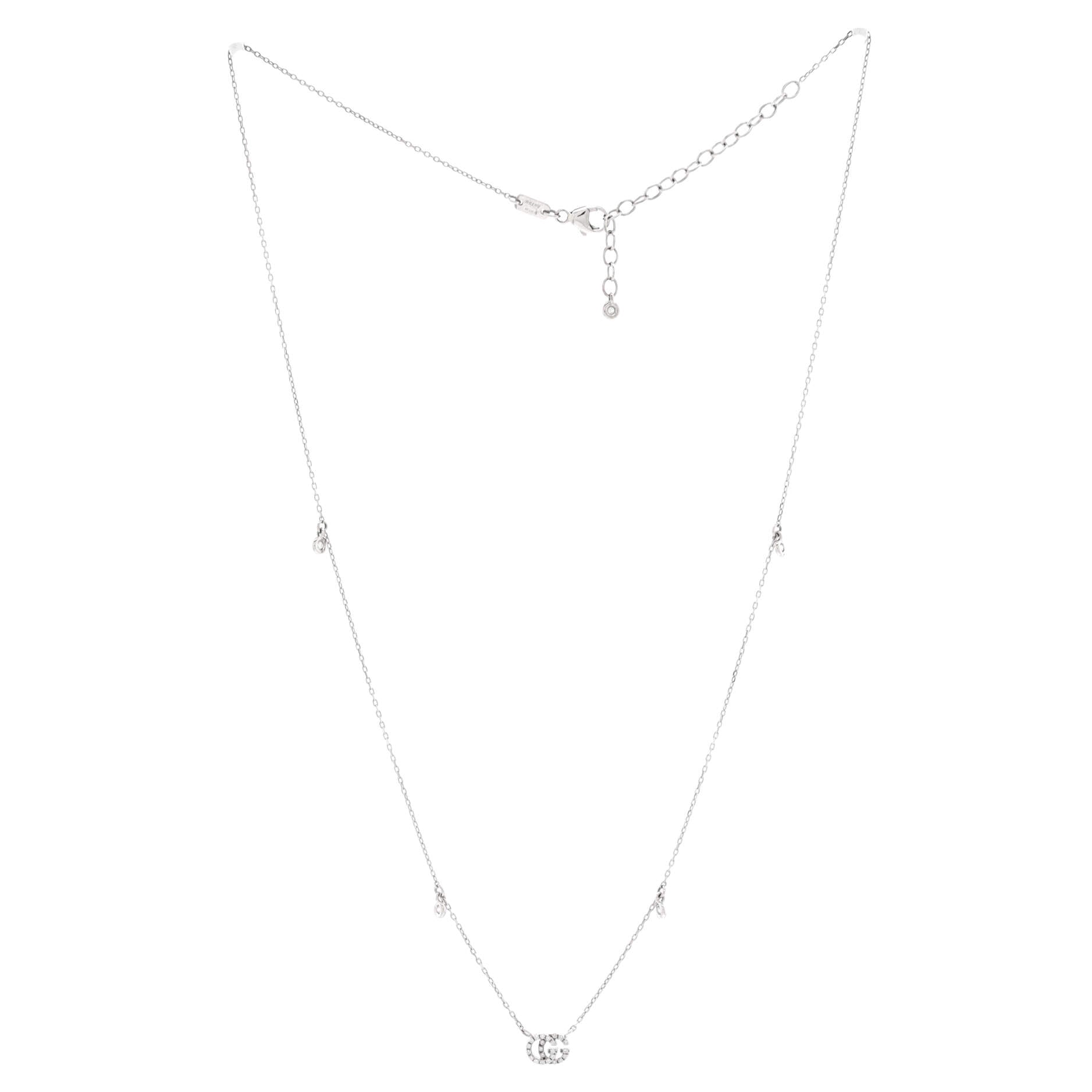 GG Running Pendant Necklace 18K White Gold with Diamonds