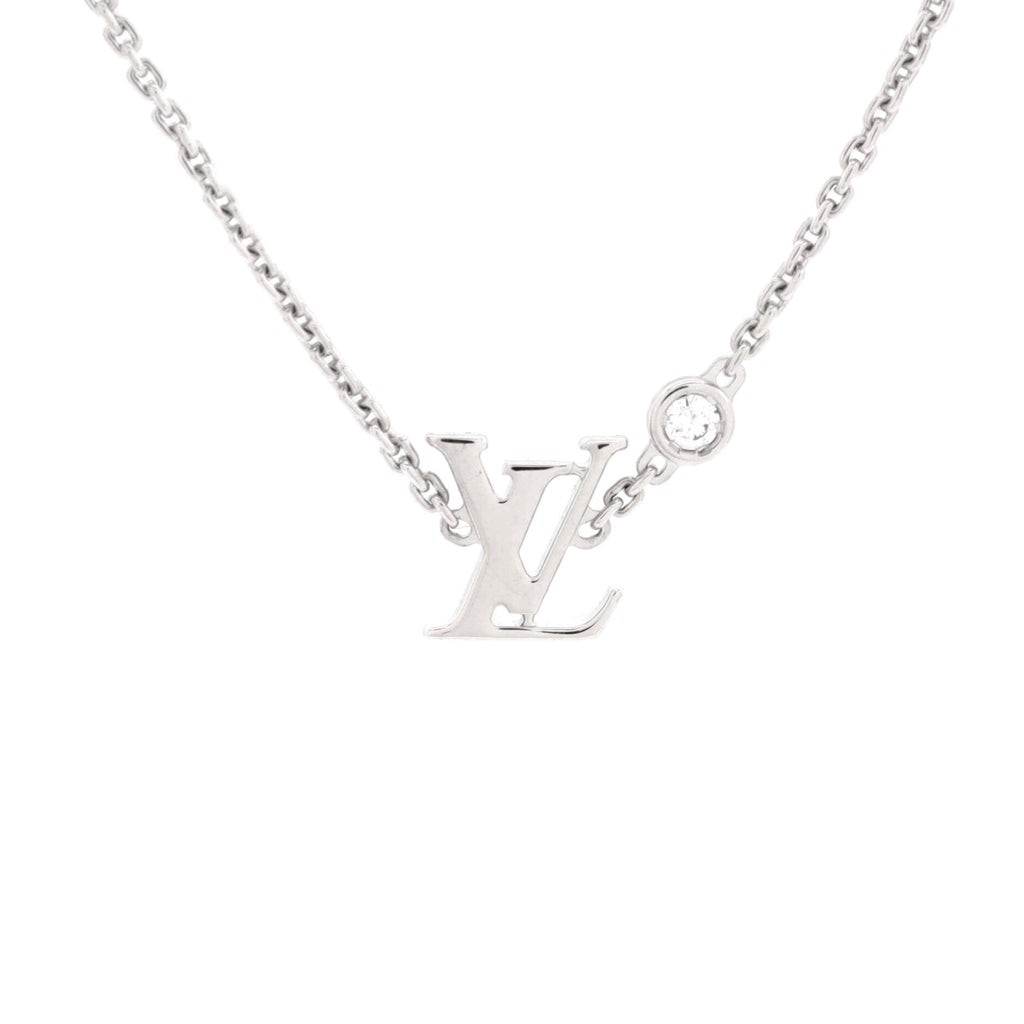 Idylle Blossom LV Pendant Necklace 18K White Gold with Diamond
