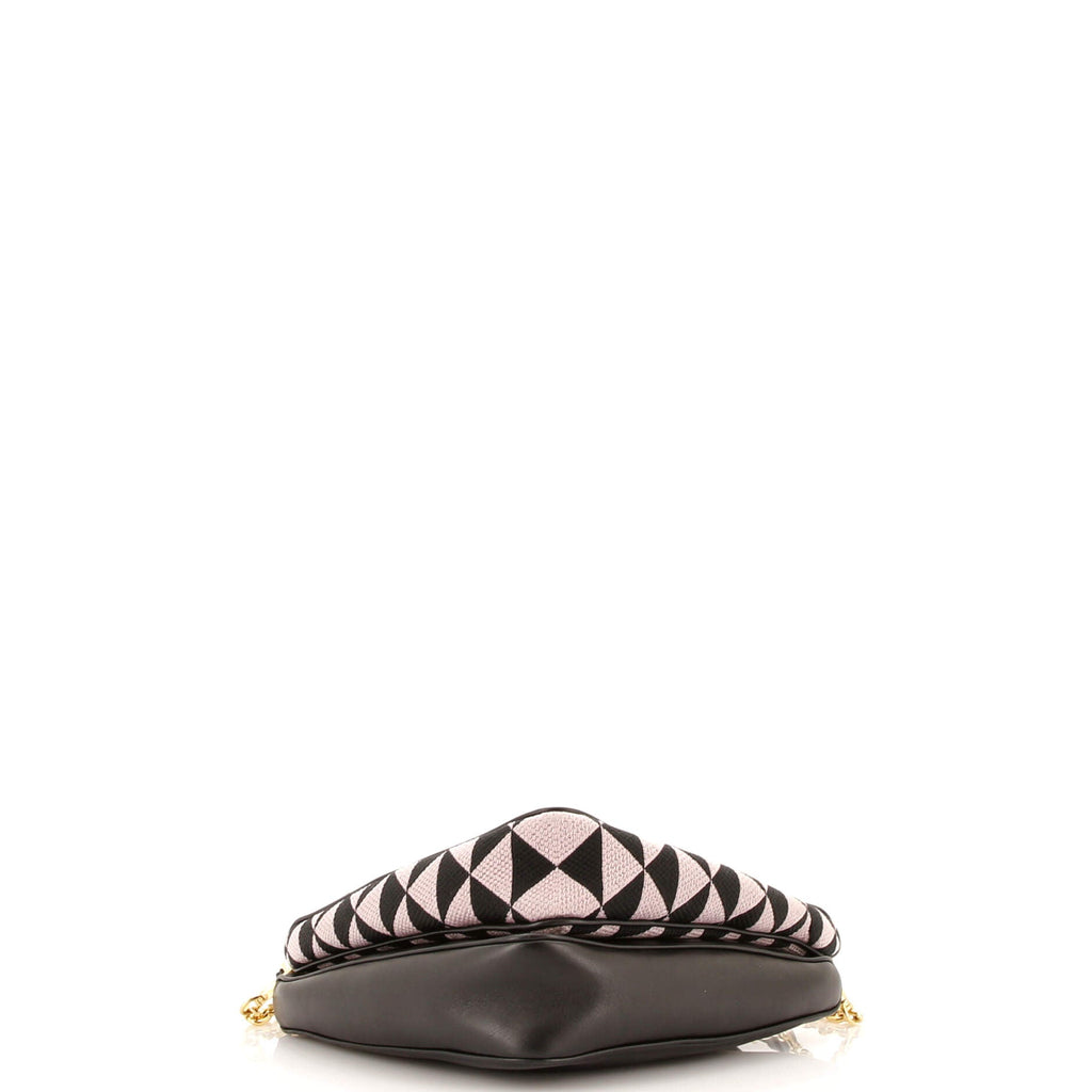 Double Symbole Triangle Bag Leather and Jacquard Mini