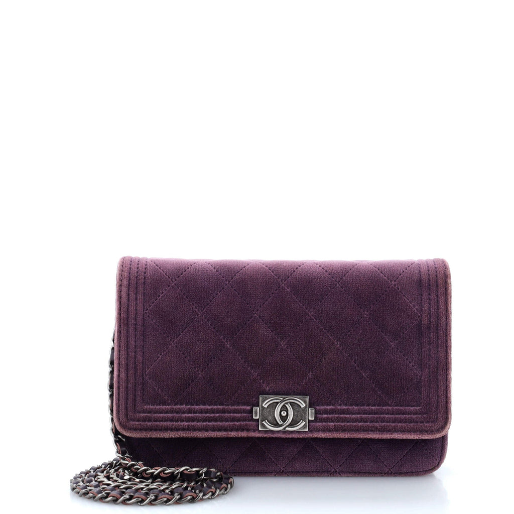Boy Wallet on Chain Quilted Velvet