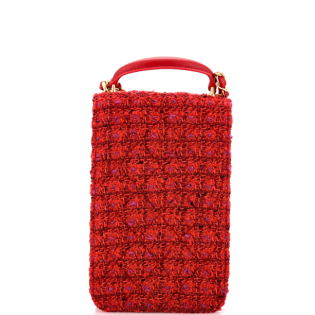 CC Top Handle Chain Full Flap Bag Quilted Tweed and Lambskin Mini