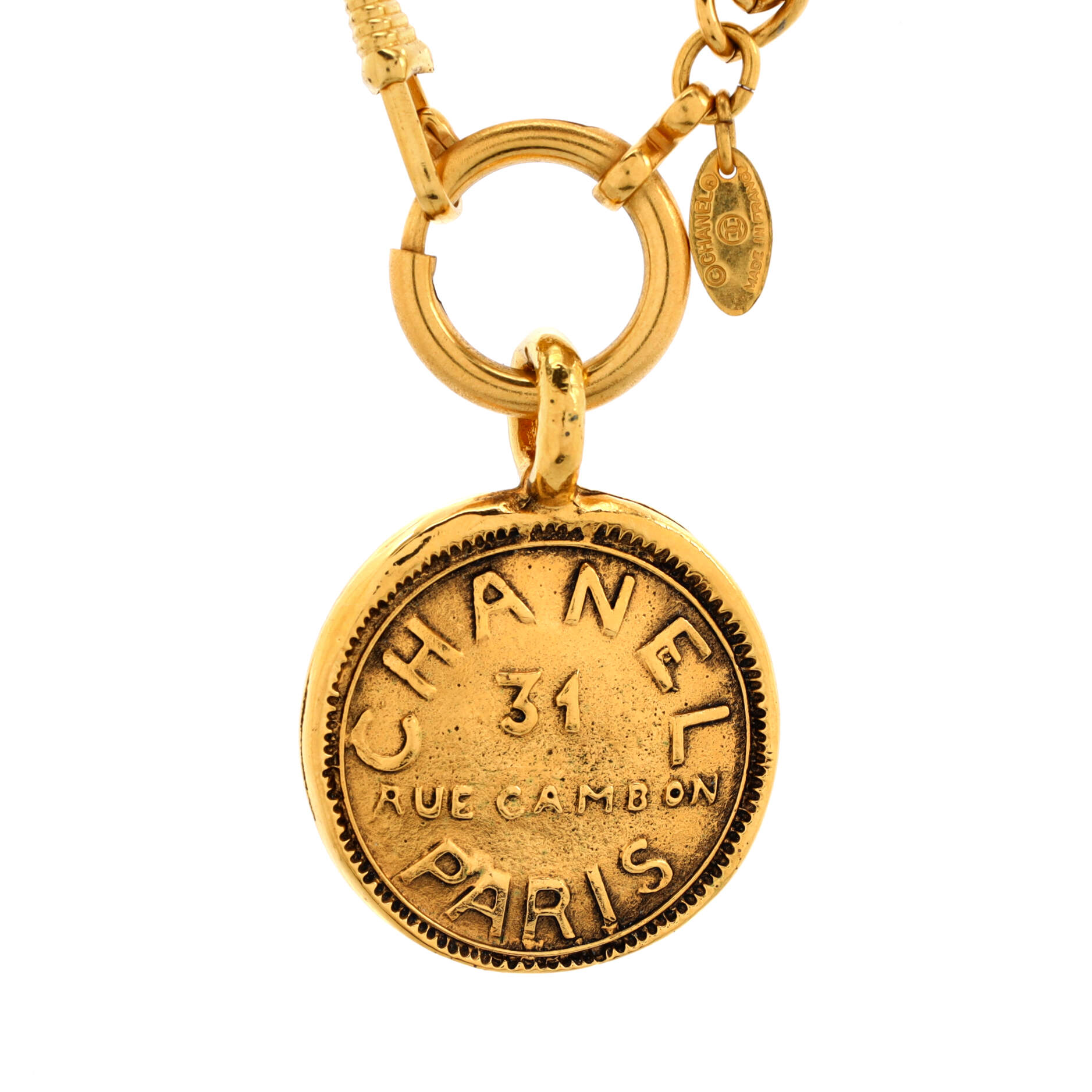 Vintage 31 Rue Cambon Medallion Pendant Necklace Metal