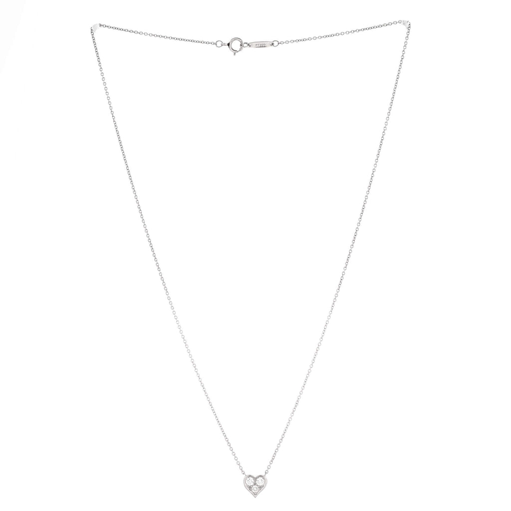Heart 3 Diamond Pendant Necklace Platinum with Diamonds