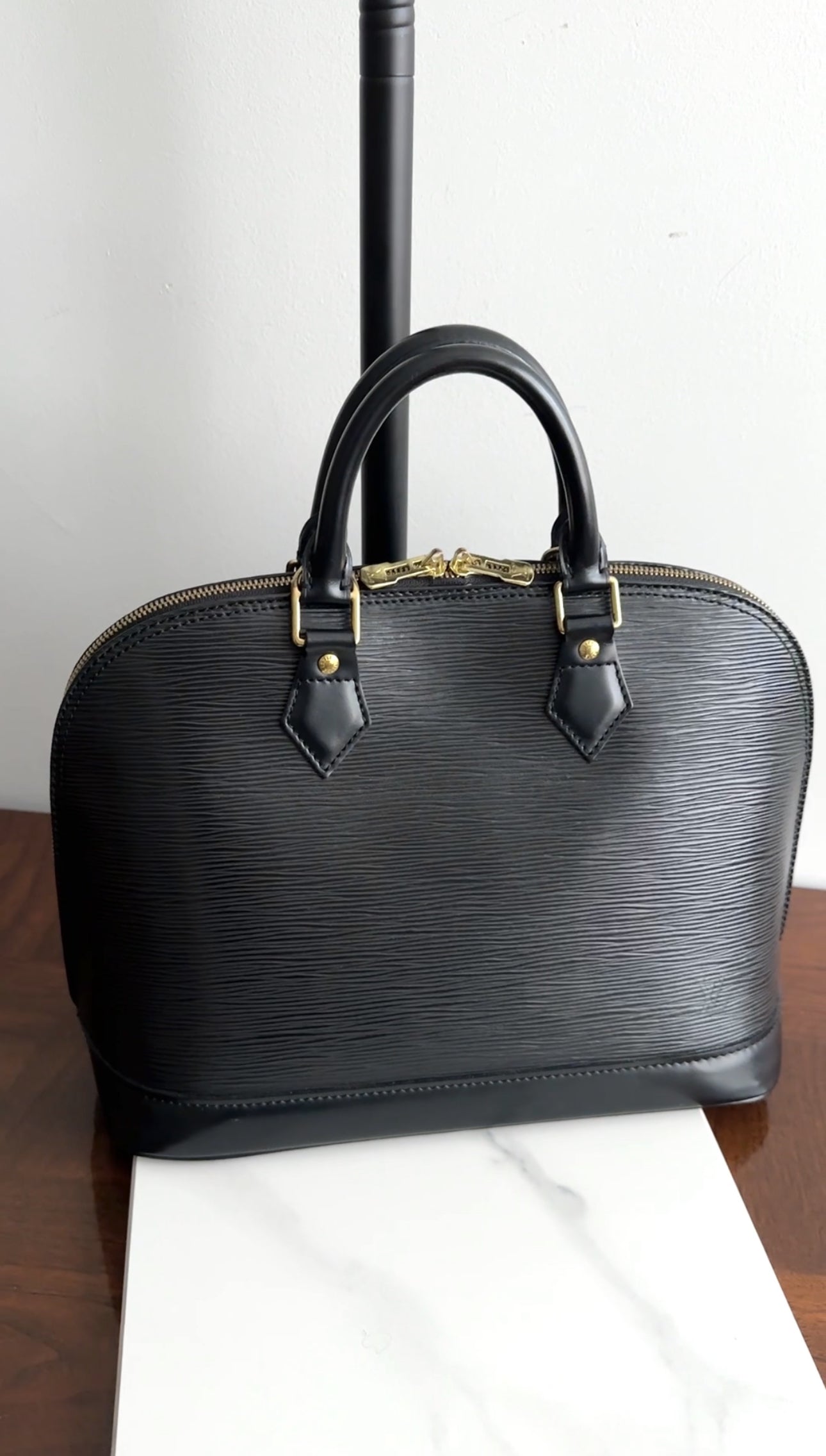Louis Vuitton Vintage 2002 Black Epi Leather Alma PM Bag