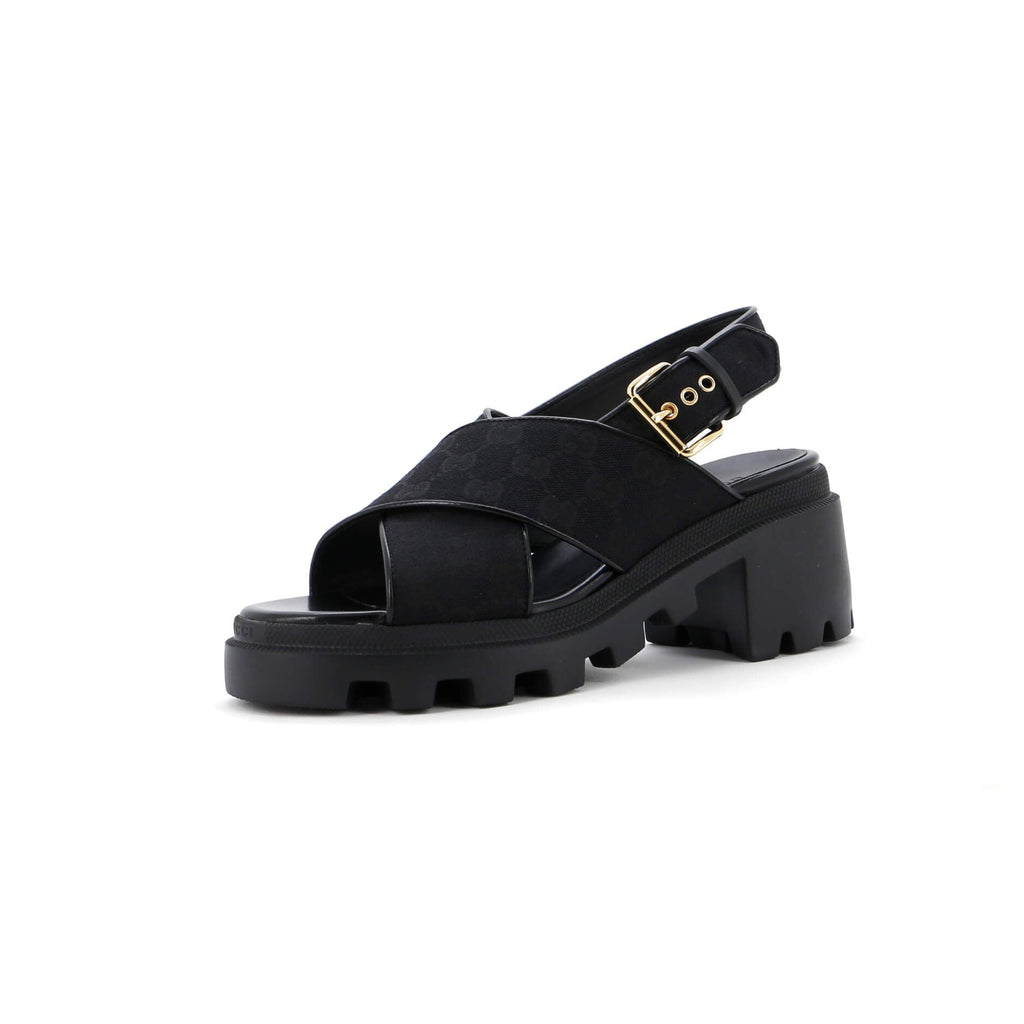 Women's Lug Sole Platform Slingback Sandals GG Canvas