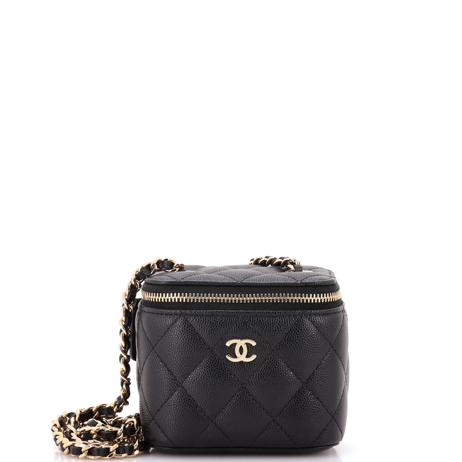 Classic Vanity Case with Chain Quilted Caviar Mini