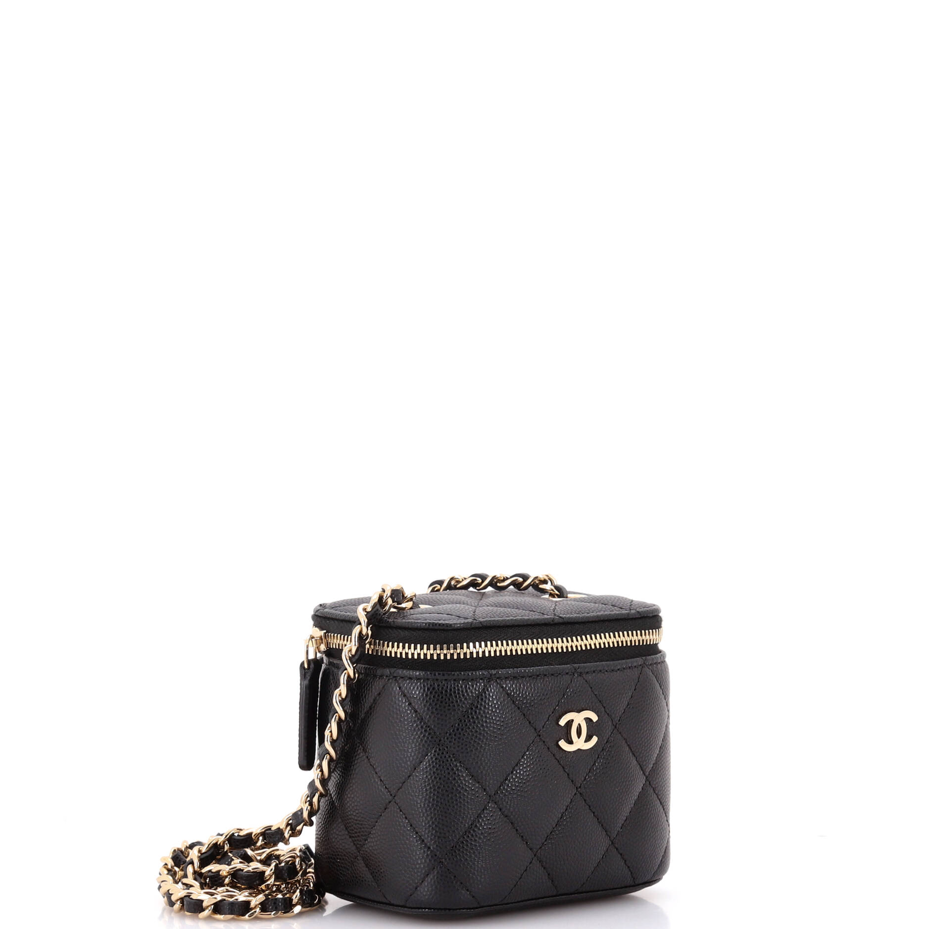 Classic Vanity Case with Chain Quilted Caviar Mini