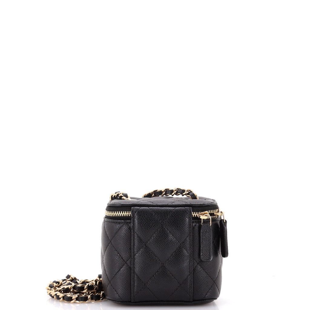 Classic Vanity Case with Chain Quilted Caviar Mini