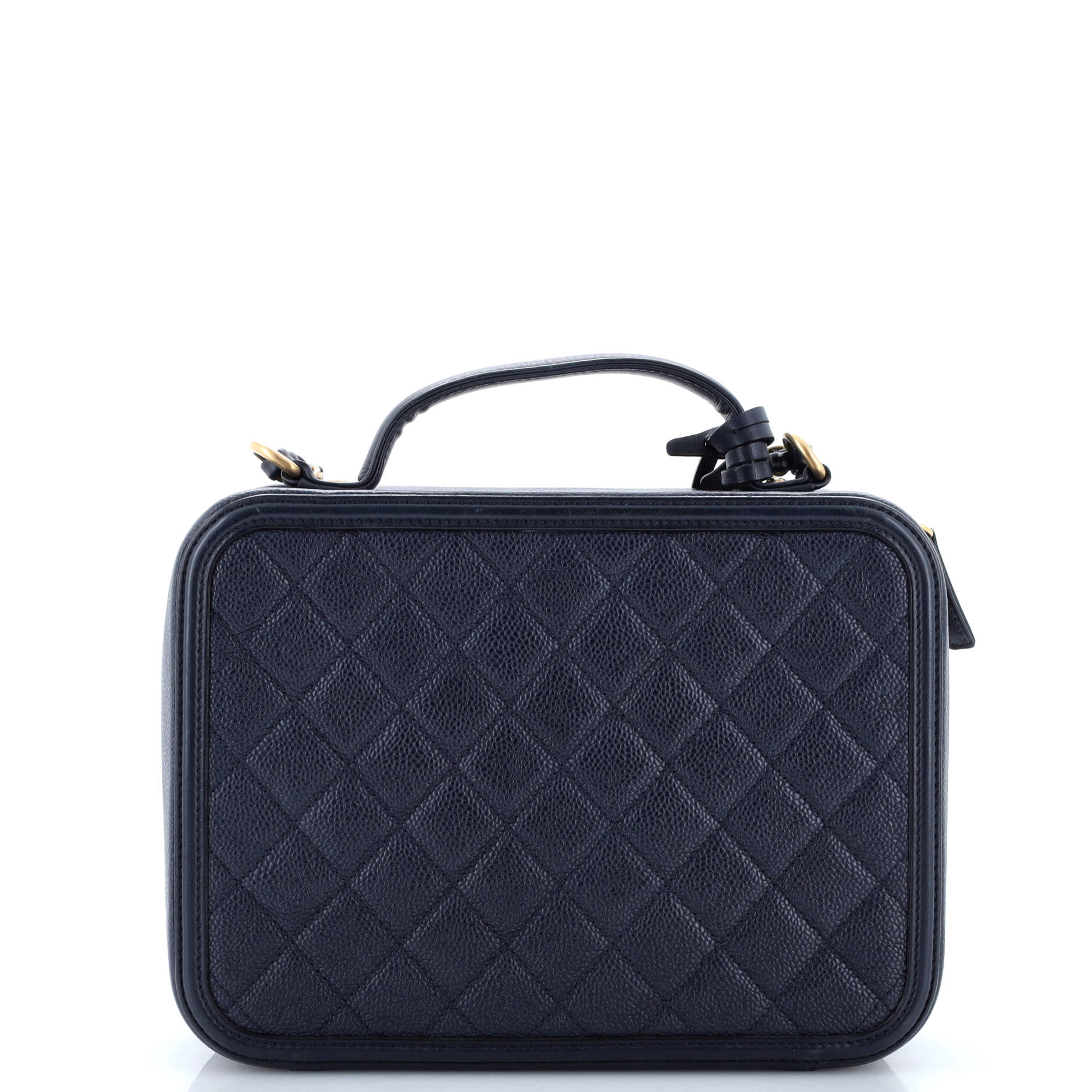 Filigree Vanity Case Quilted Caviar Large