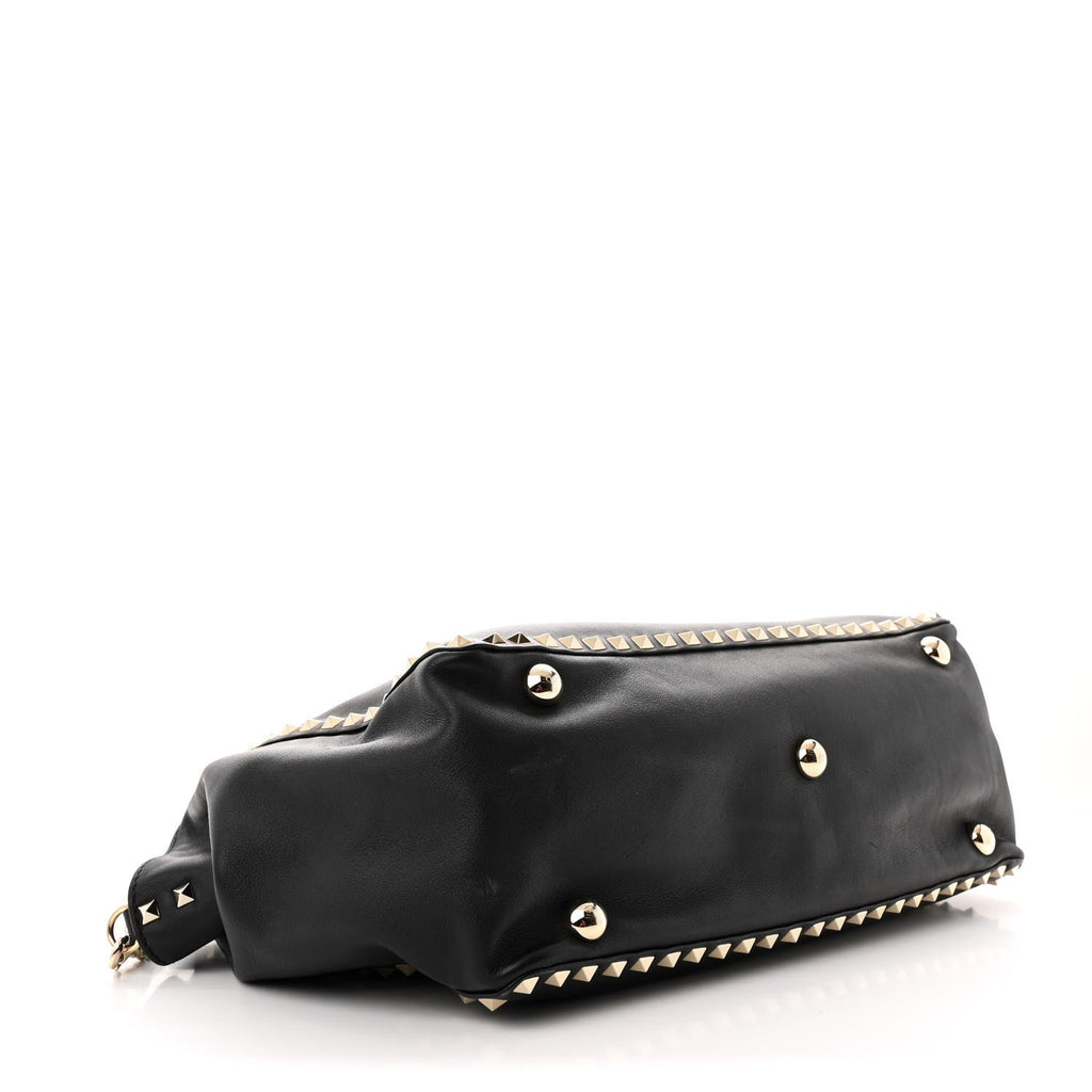 Vitello Medium Rockstud Tote Black
