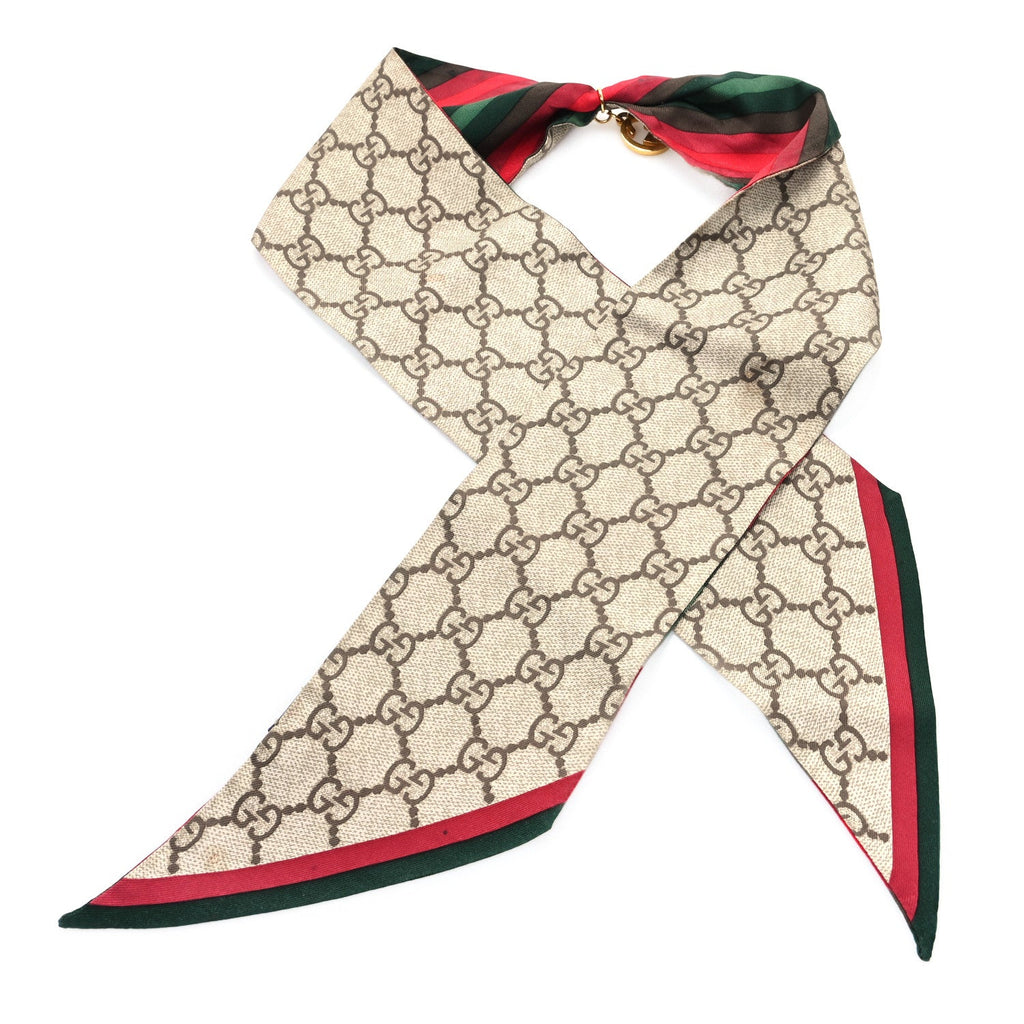 Silk Stripe Head Scarf Brown