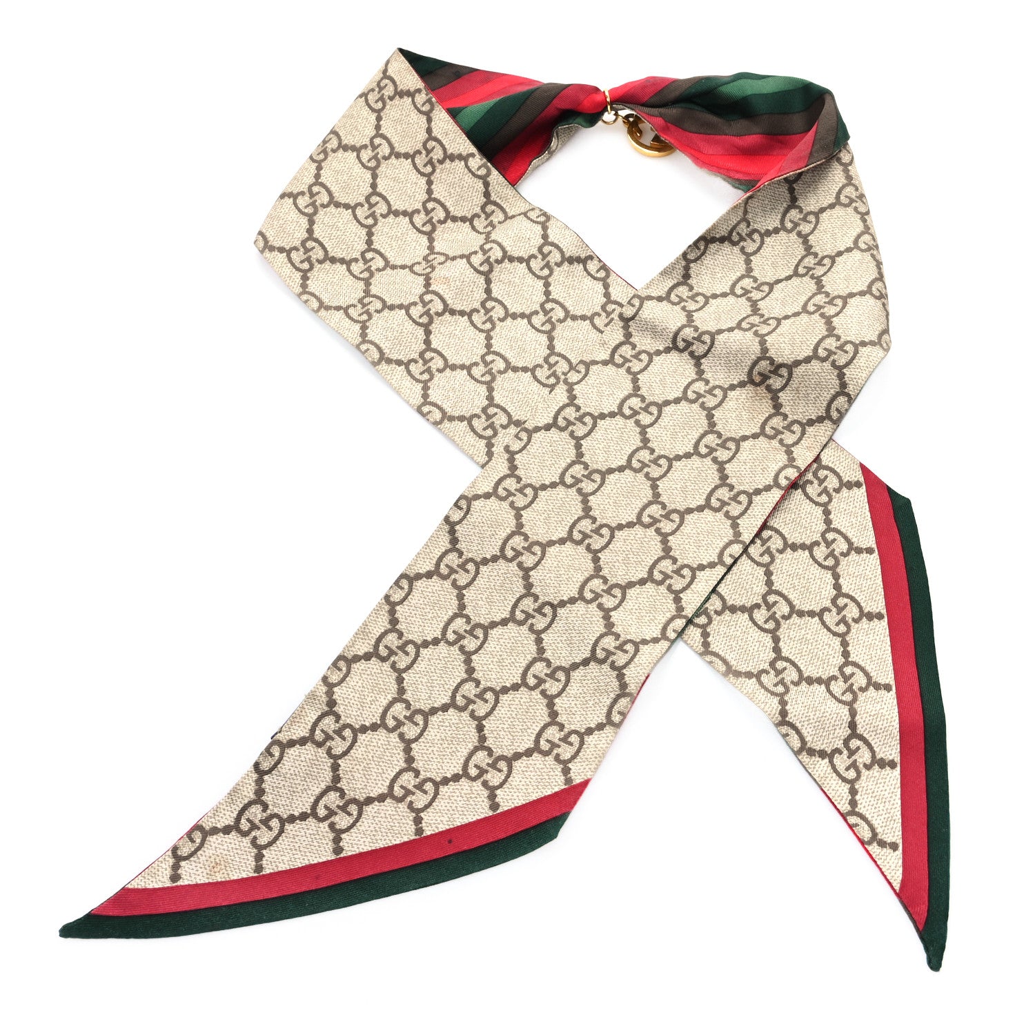Silk Stripe Head Scarf Brown